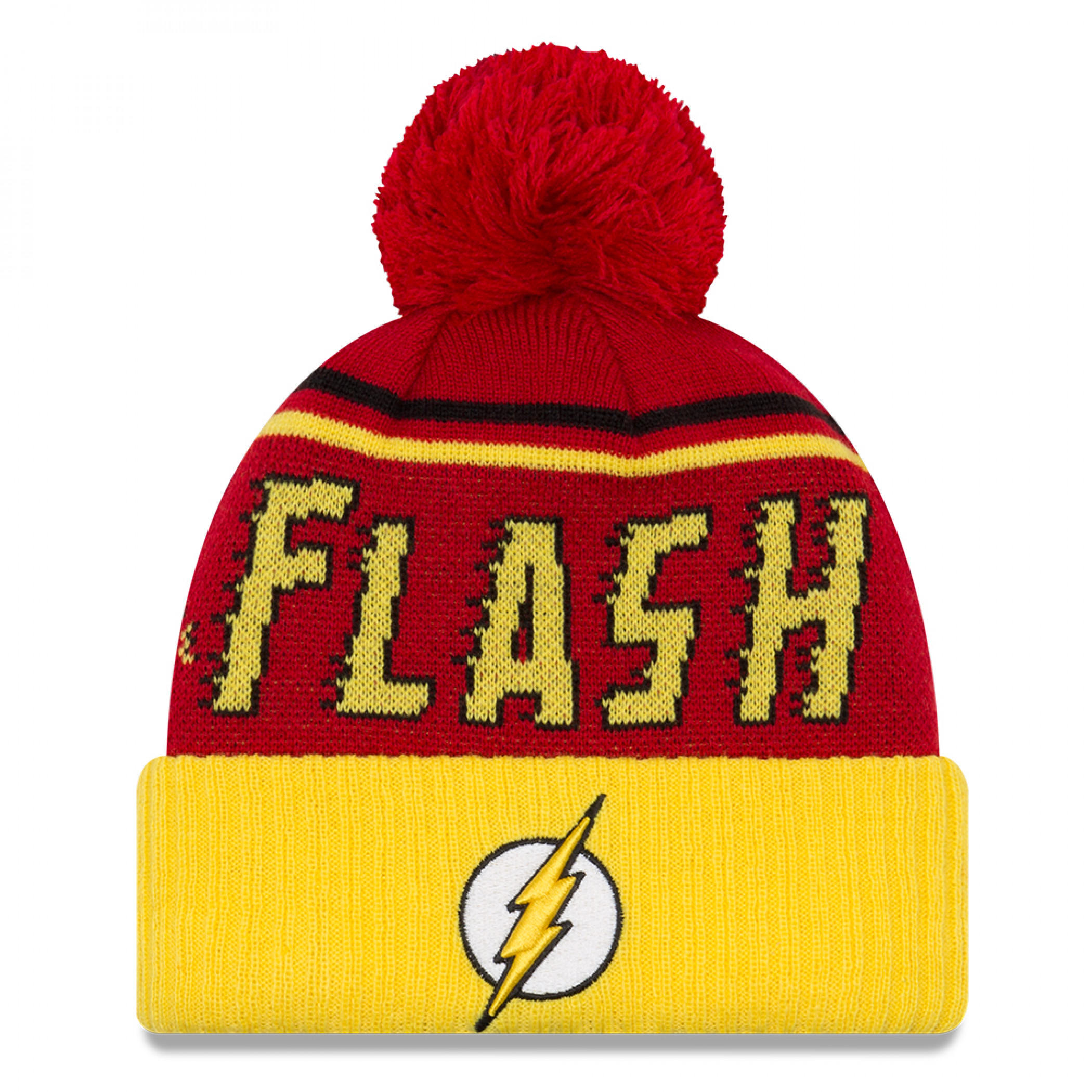 DC Comics The Flash New Era Embroidered Pom Knit Beanie, Multi-Color