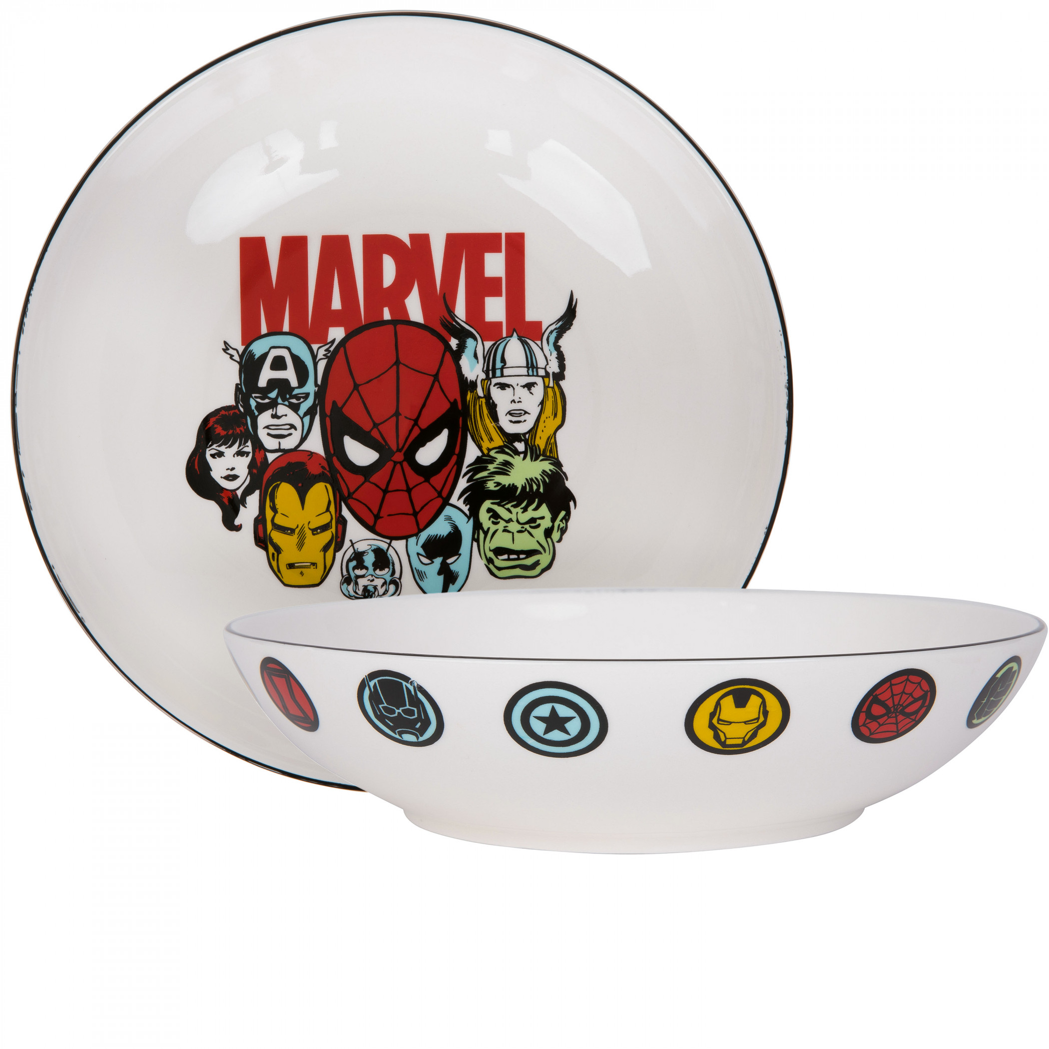 Spider-Man Retro Avengers Ceramic 9' Dinner Bowl, White