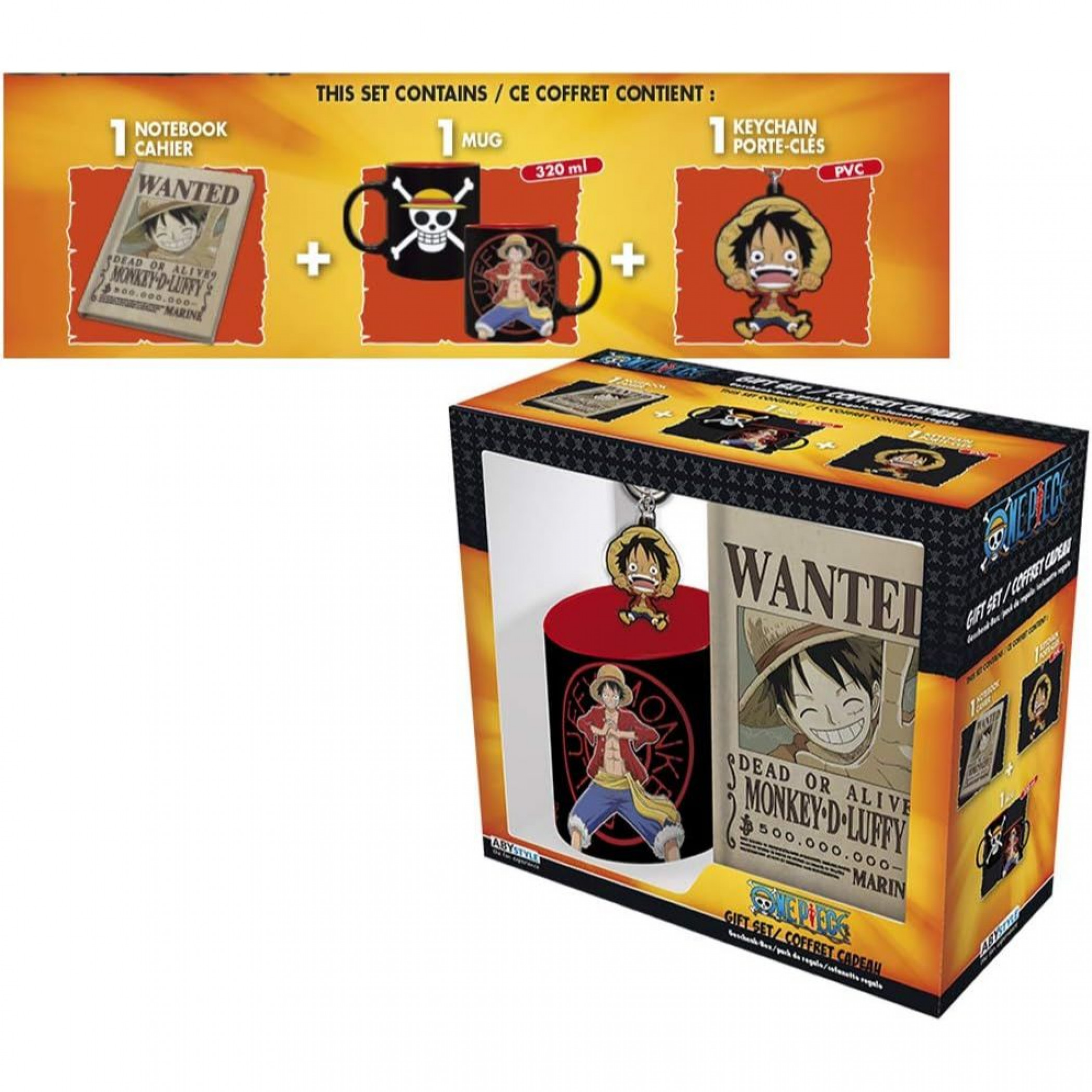 One Piece Monkey D Luffy 11 oz Mug Notebook and Keychain Gift Set, Multi-Color