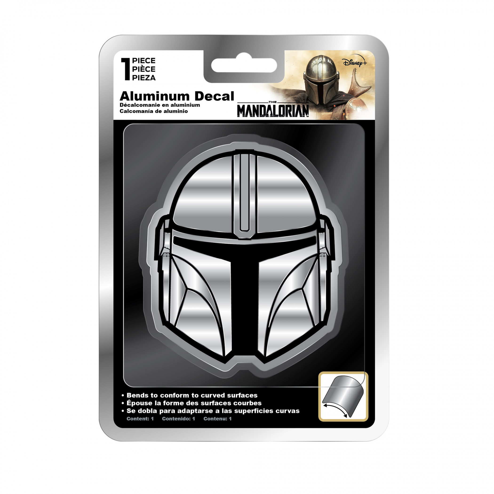 Star Wars The Mandalorian Mando's Helmet Aluminum Car Decal, Silver