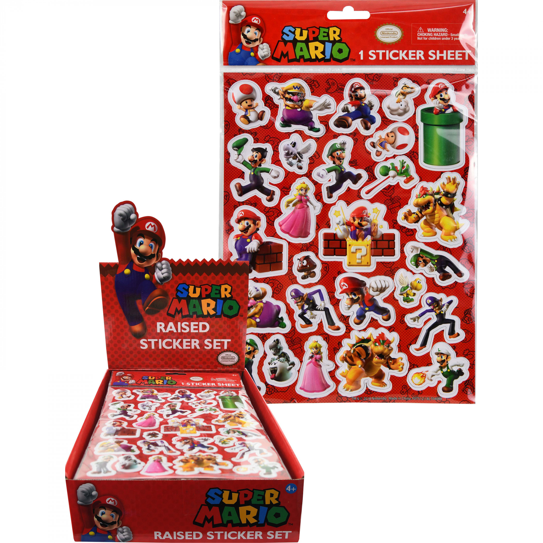 Super Mario Bros. Characters Raised Sticker Sheet, Multi-Color