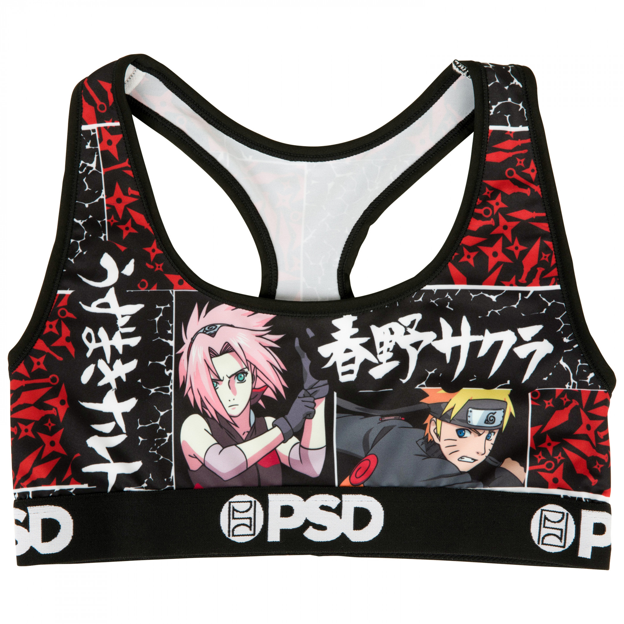 Naruto Sakura Duo PSD Sports Bra, Black