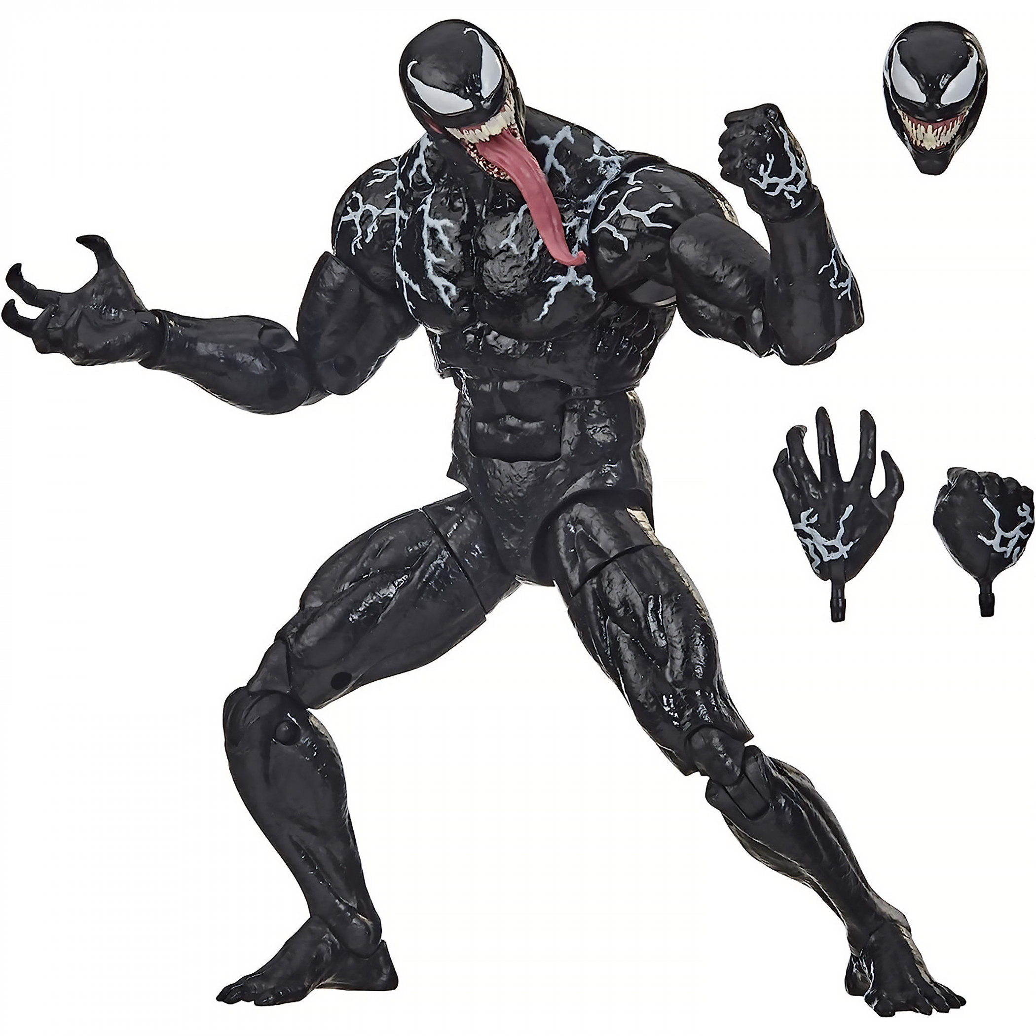 Marvel Comics Venom 6' Posable Figure with Interchangeable Parts, Black