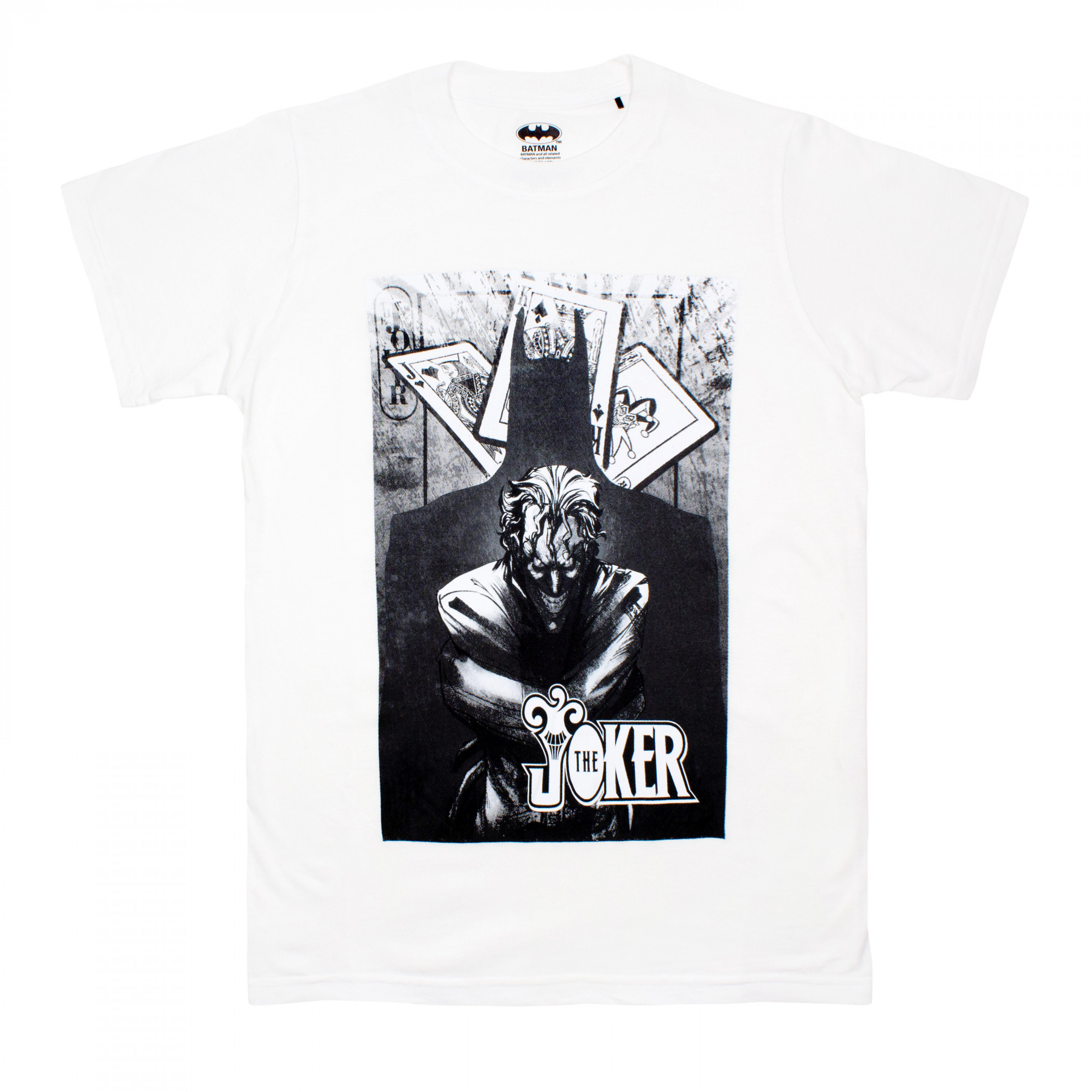 The Joker 'Menace' with Batman Silhouette in Noir T-Shirt, White