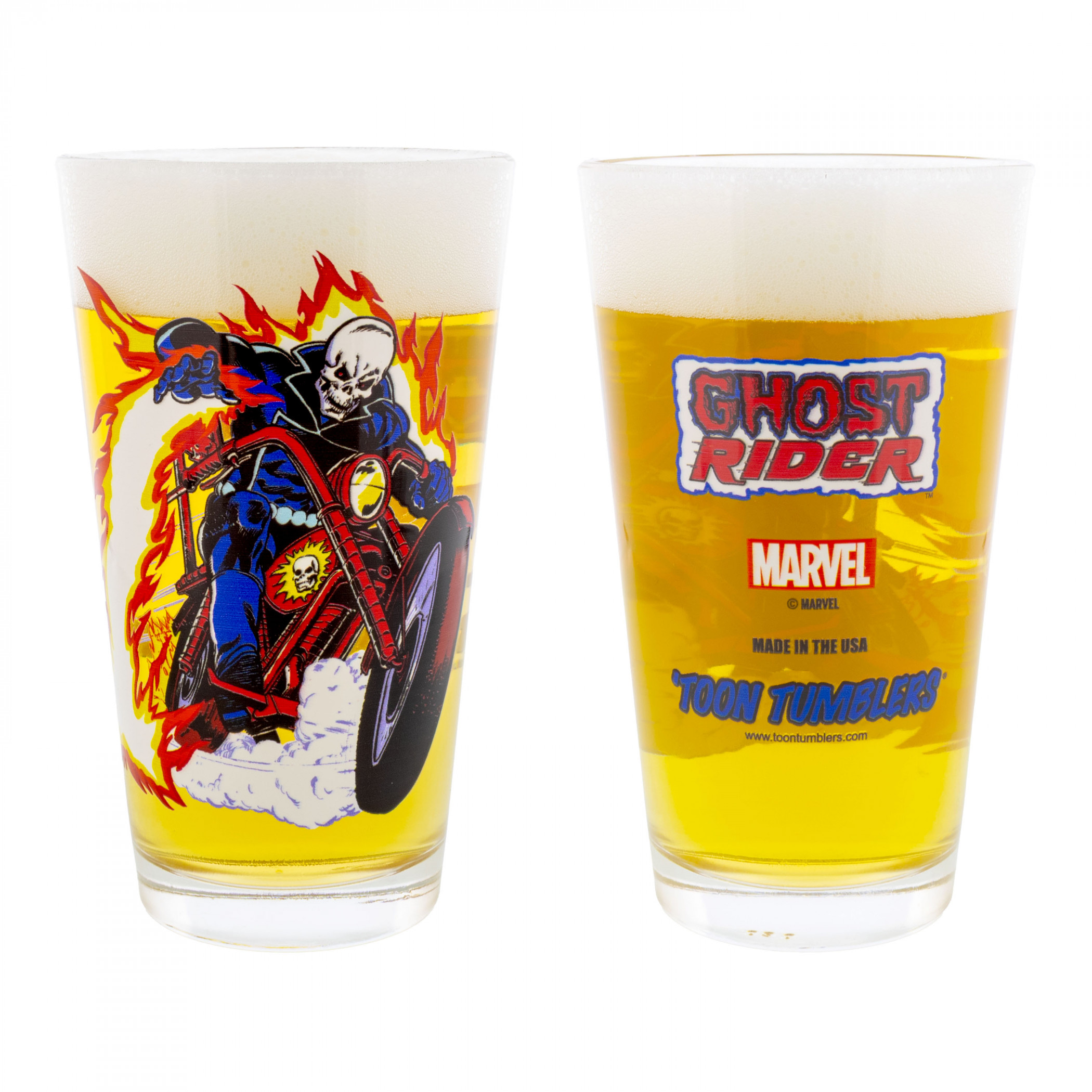 Ghost Rider Demon Cycle Clear Pint Glass, Black