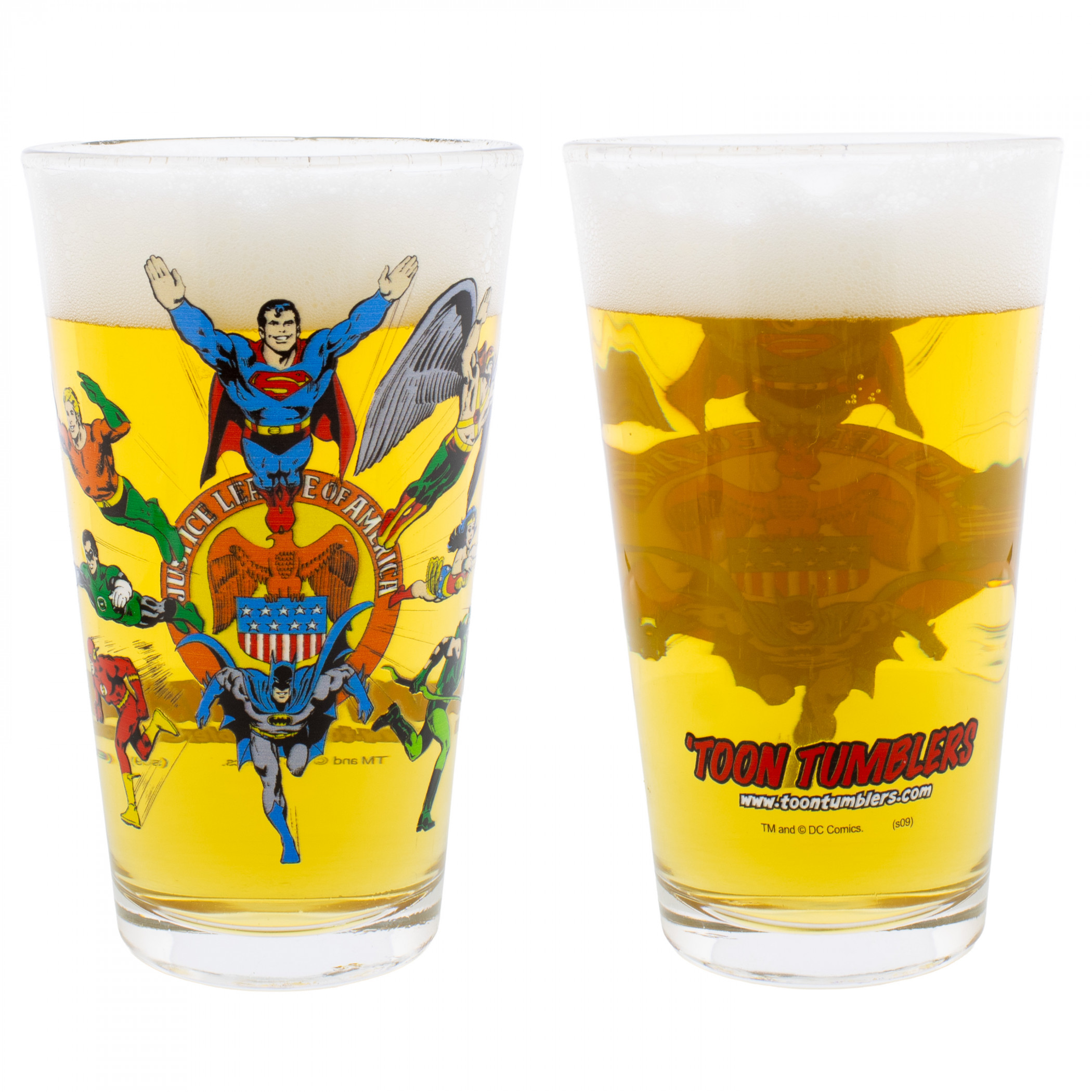 Justice League of America Clear Pint Glass, Clear