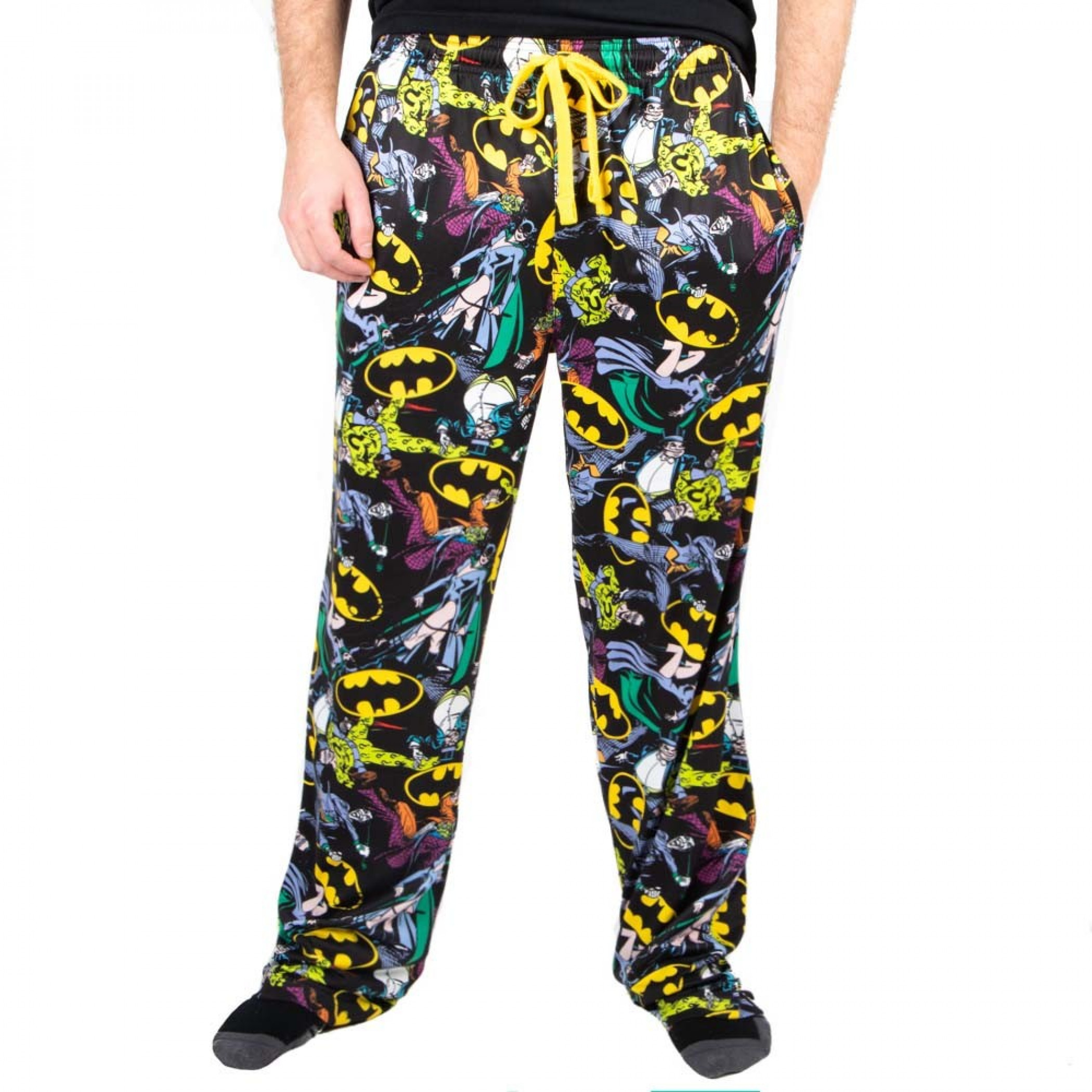 DC Comics Batman Logos and Characters All Over Print Sleep Pants, Multi-Color