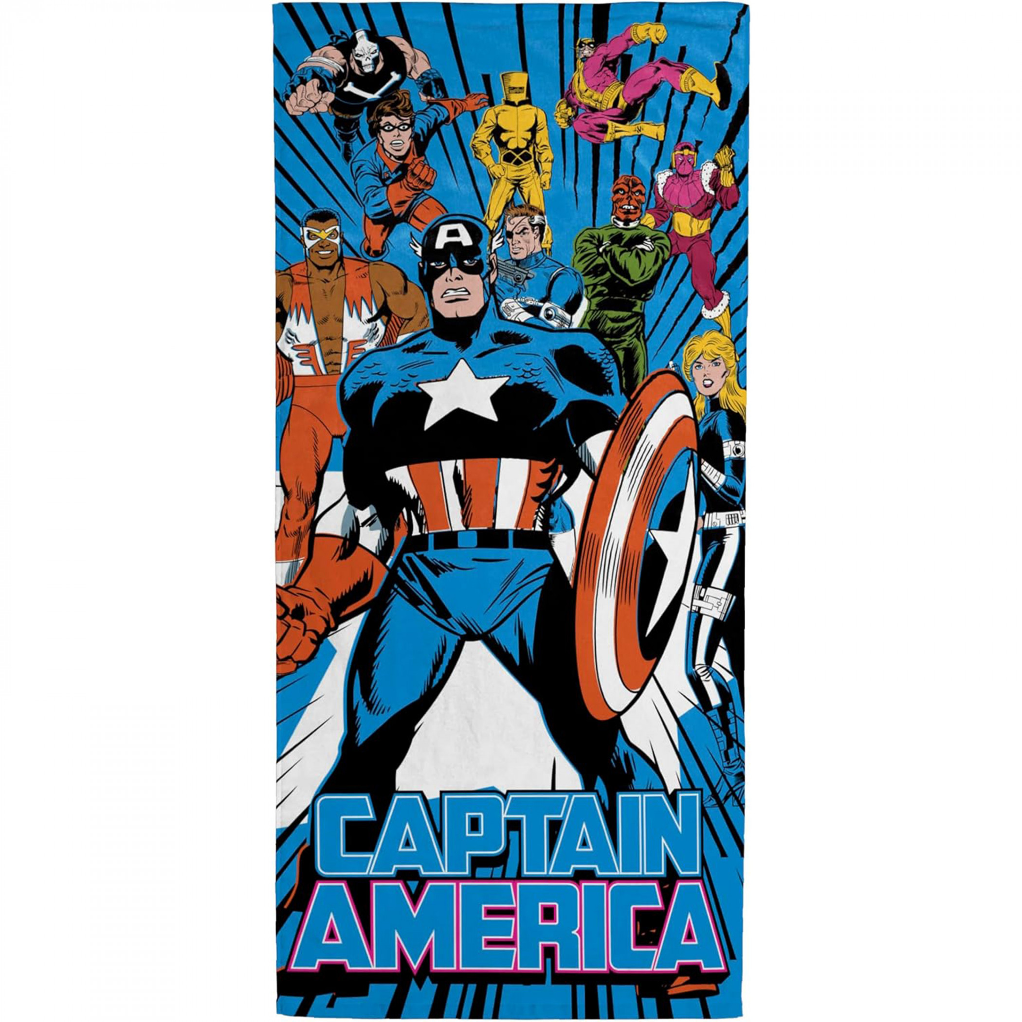 Captain America Comic Art Beach Towel, Blue