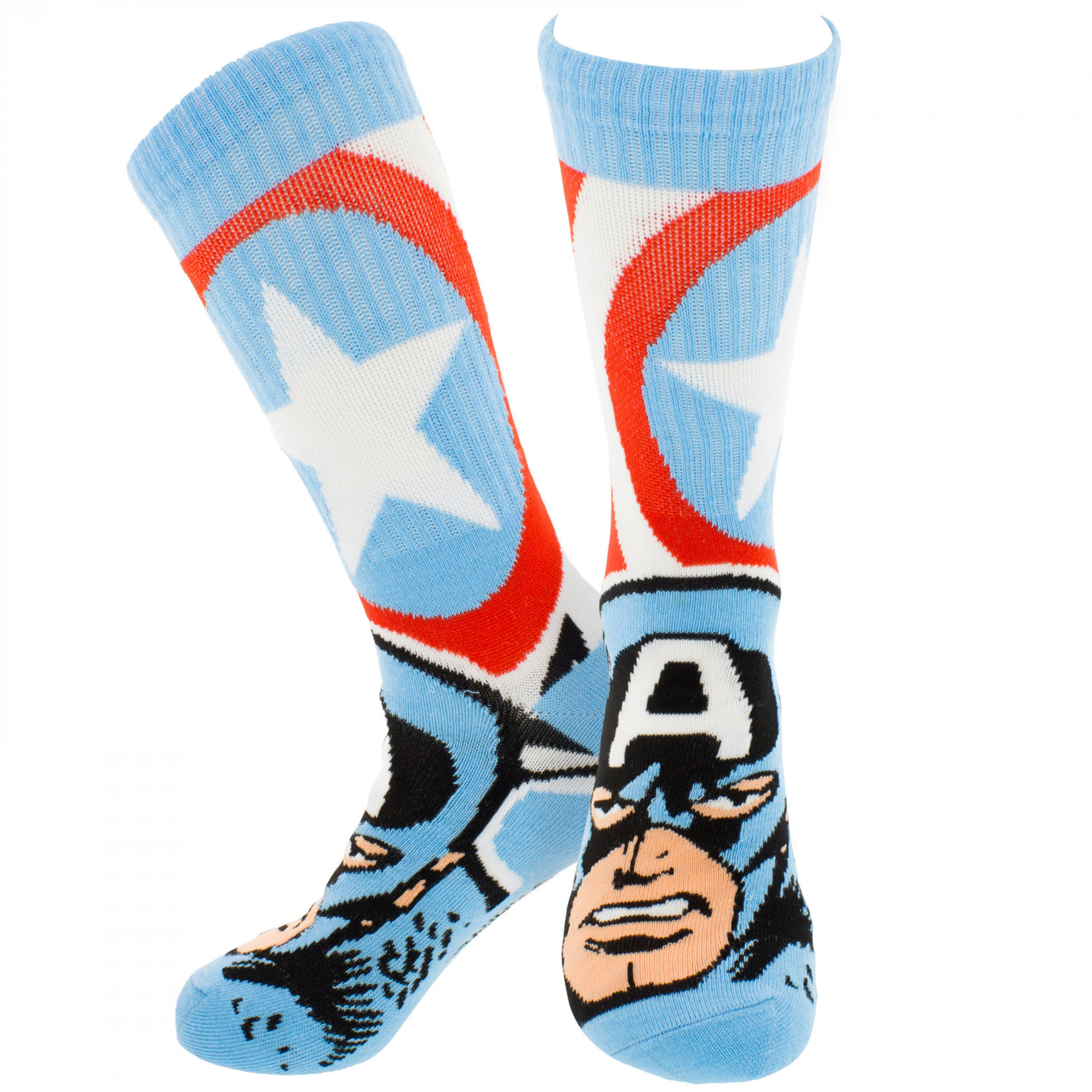 Captain America Shield Emblem Crew Socks, Multi-Color