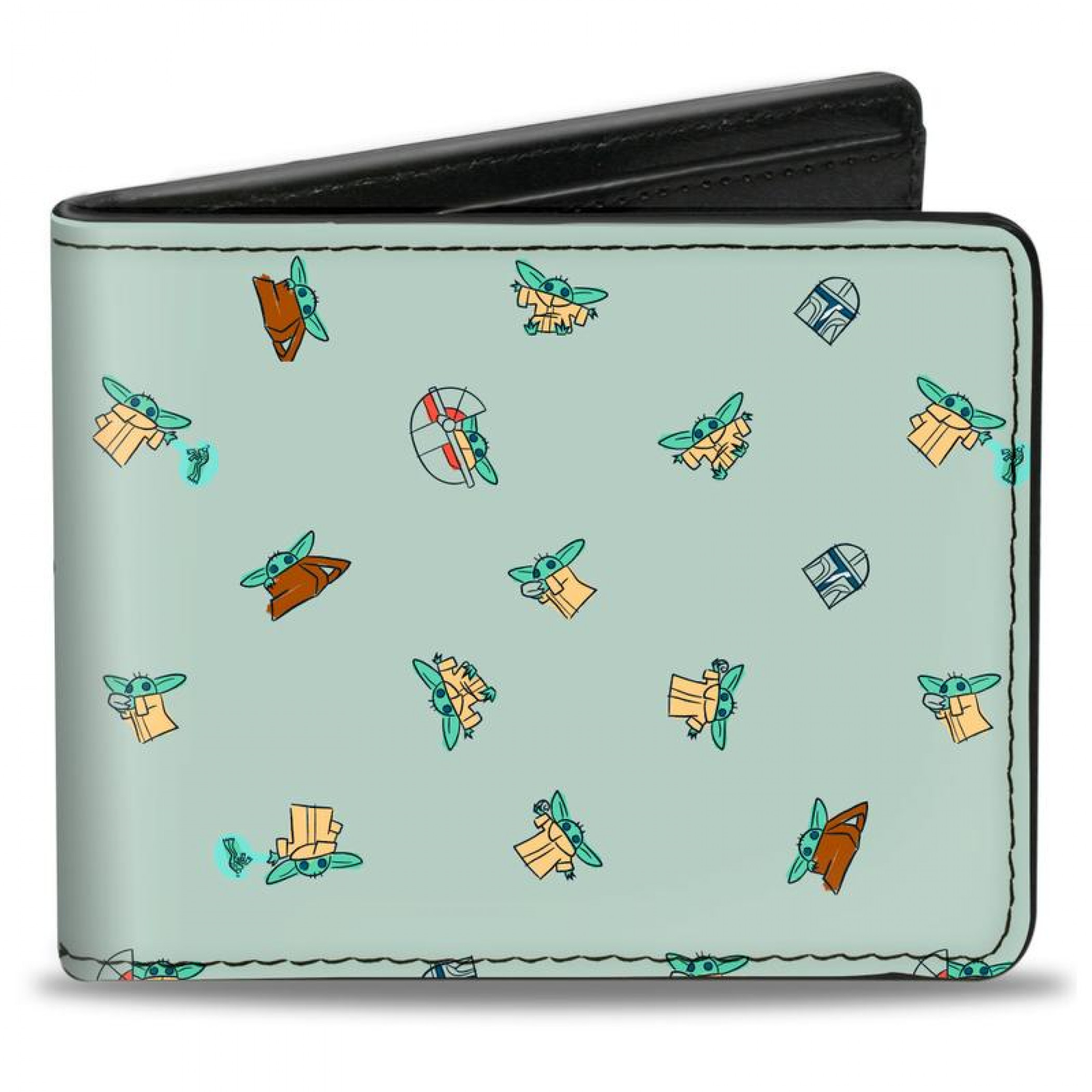 Star Wars The Mandalorian The Child Grogu Sketch Vegan Leather Bi-Fold Wallet, Multi-Color