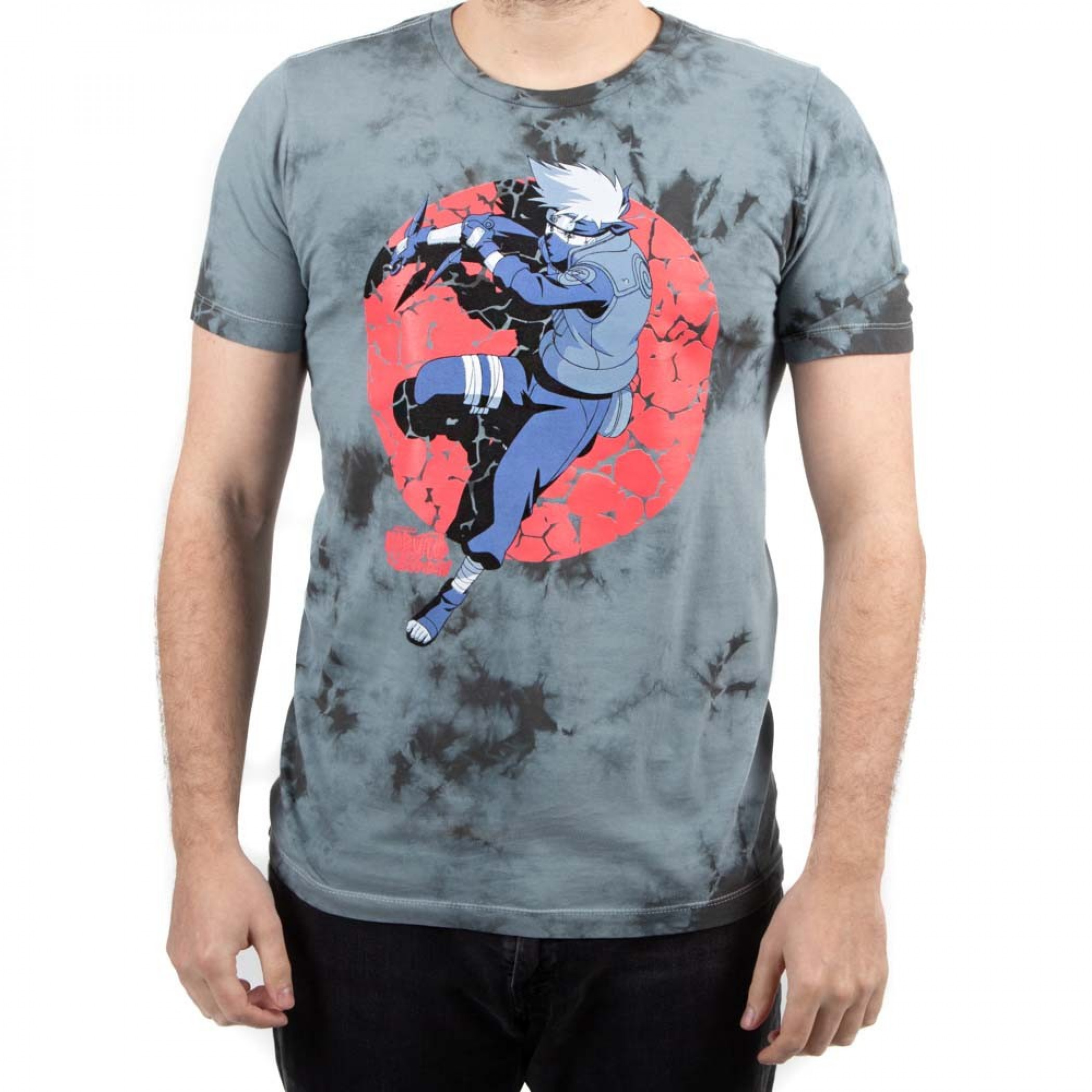 Naruto Kakashi Character Crystal Wash Tie Dye T-Shirt, Multi-Color