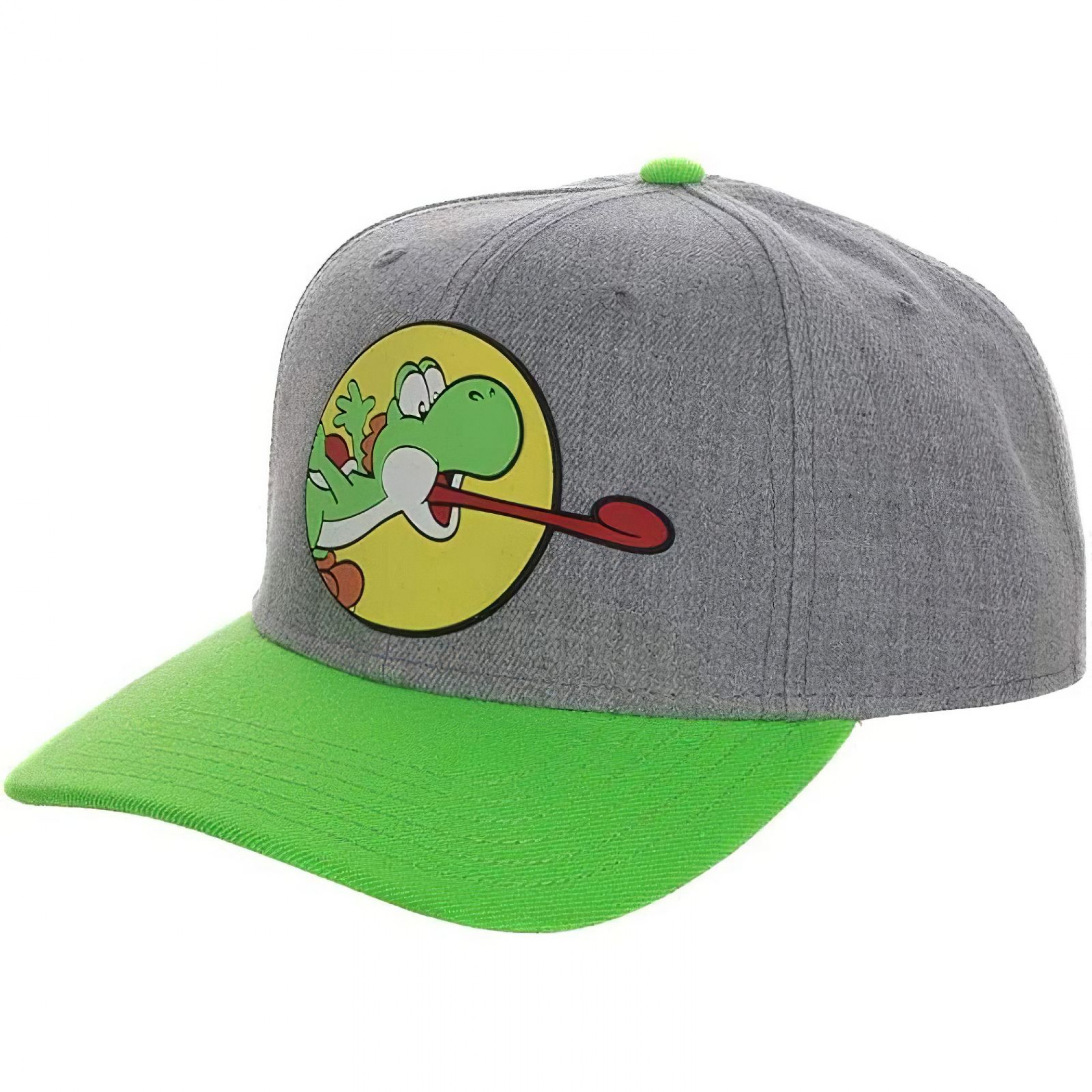 Super Mario Yoshi Mlem Pre-Curved Bill Snapback Hat, Multi-Color