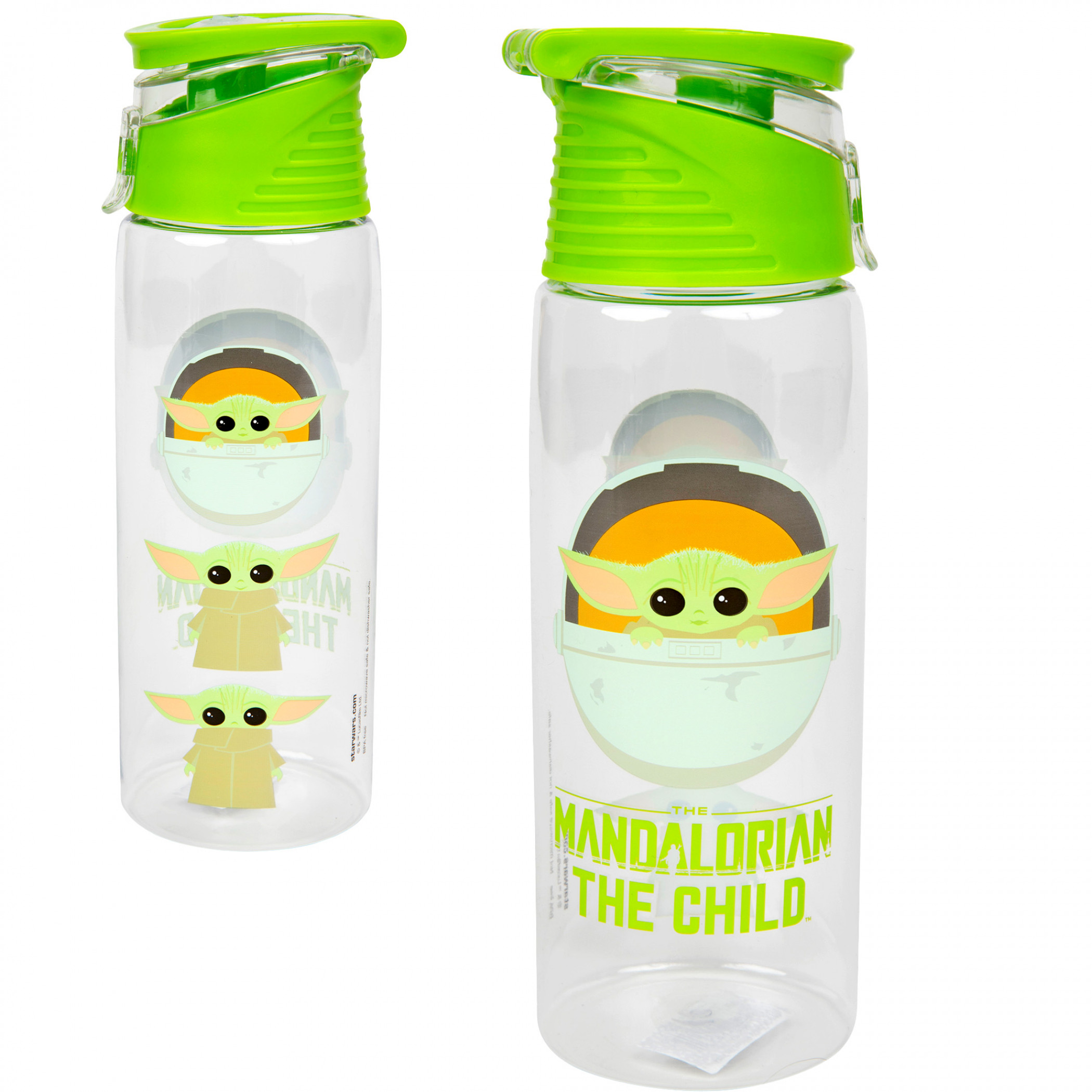 Star Wars The Mandalorian Grogu Flip-Top Water Bottle, Clear