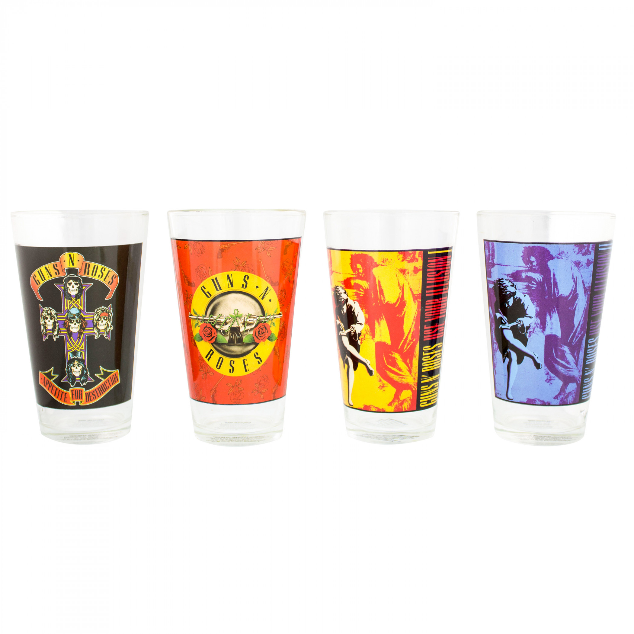 Guns N' Roses Album Covers 16 oz Pint Glass 4-Pack