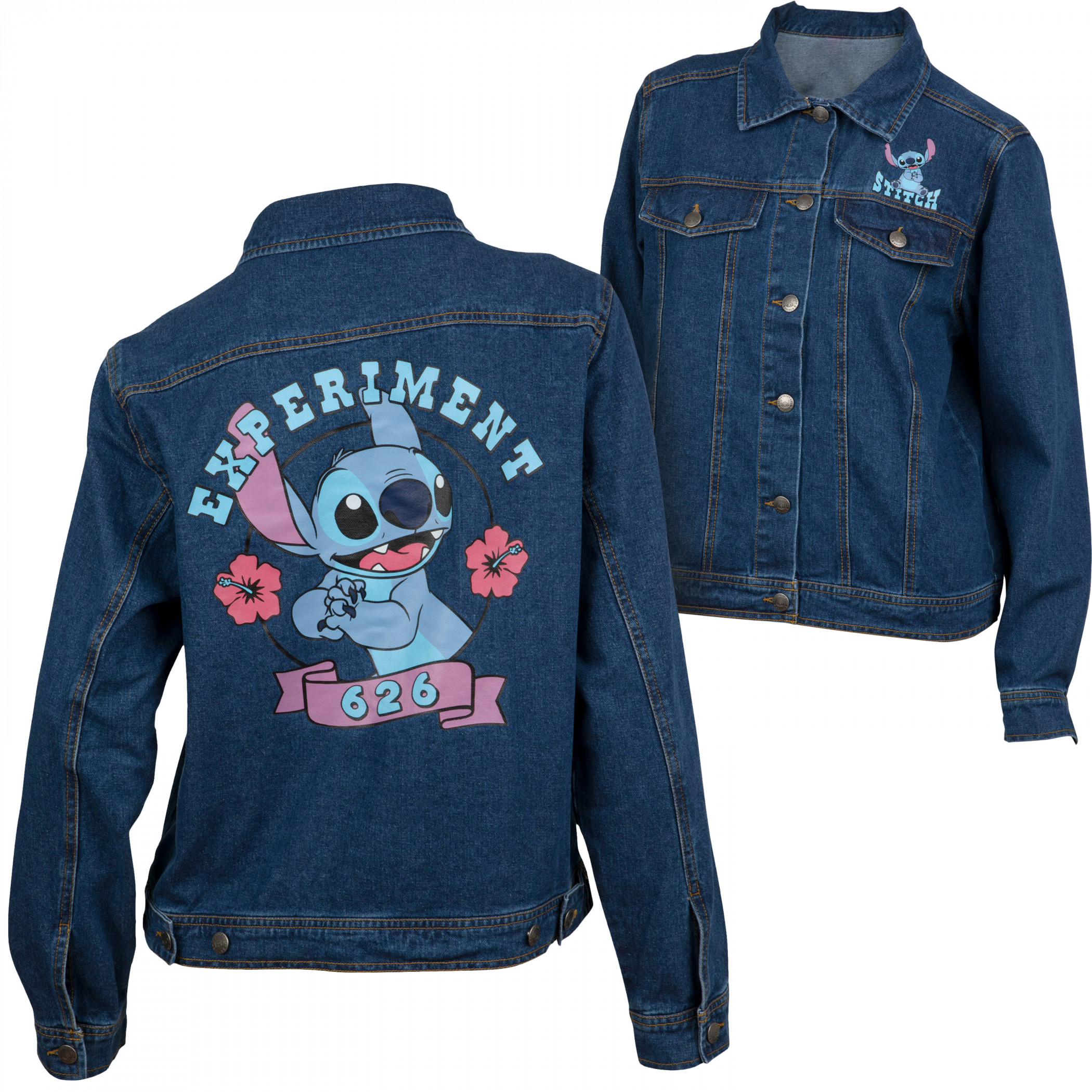 Lilo & Stitch Experiment 626 Junior's Denim Jacket w/ Antique