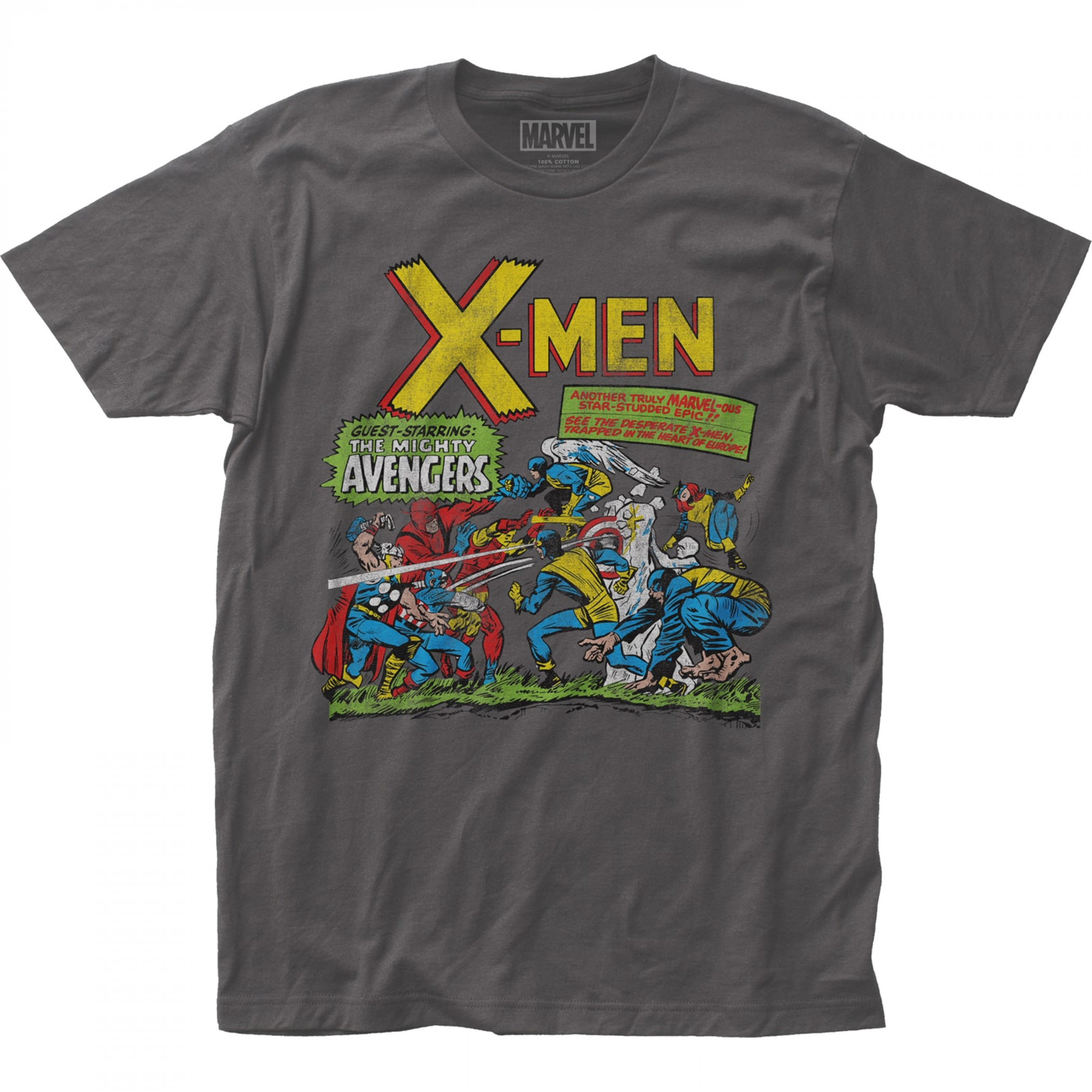 X-Men vs Avengers Comic Cover T-Shirt, Grey