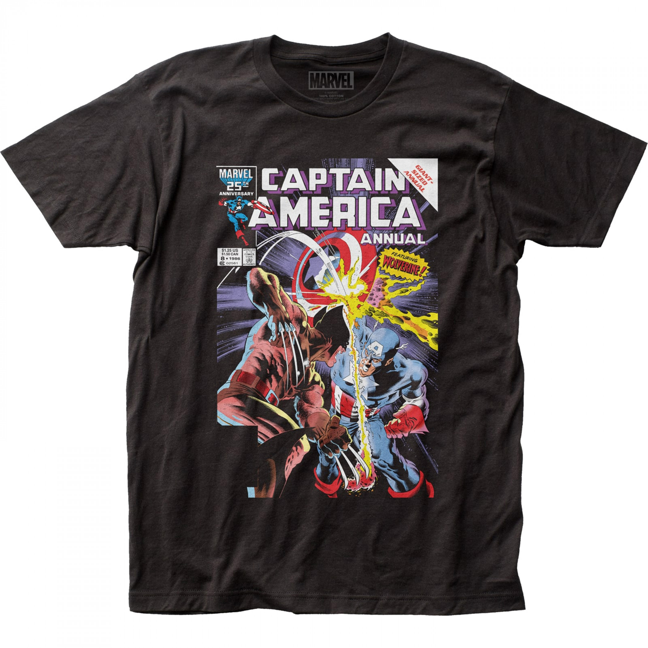 Captain America vs Wolverine #8 Comic Cover T-Shirt, Black