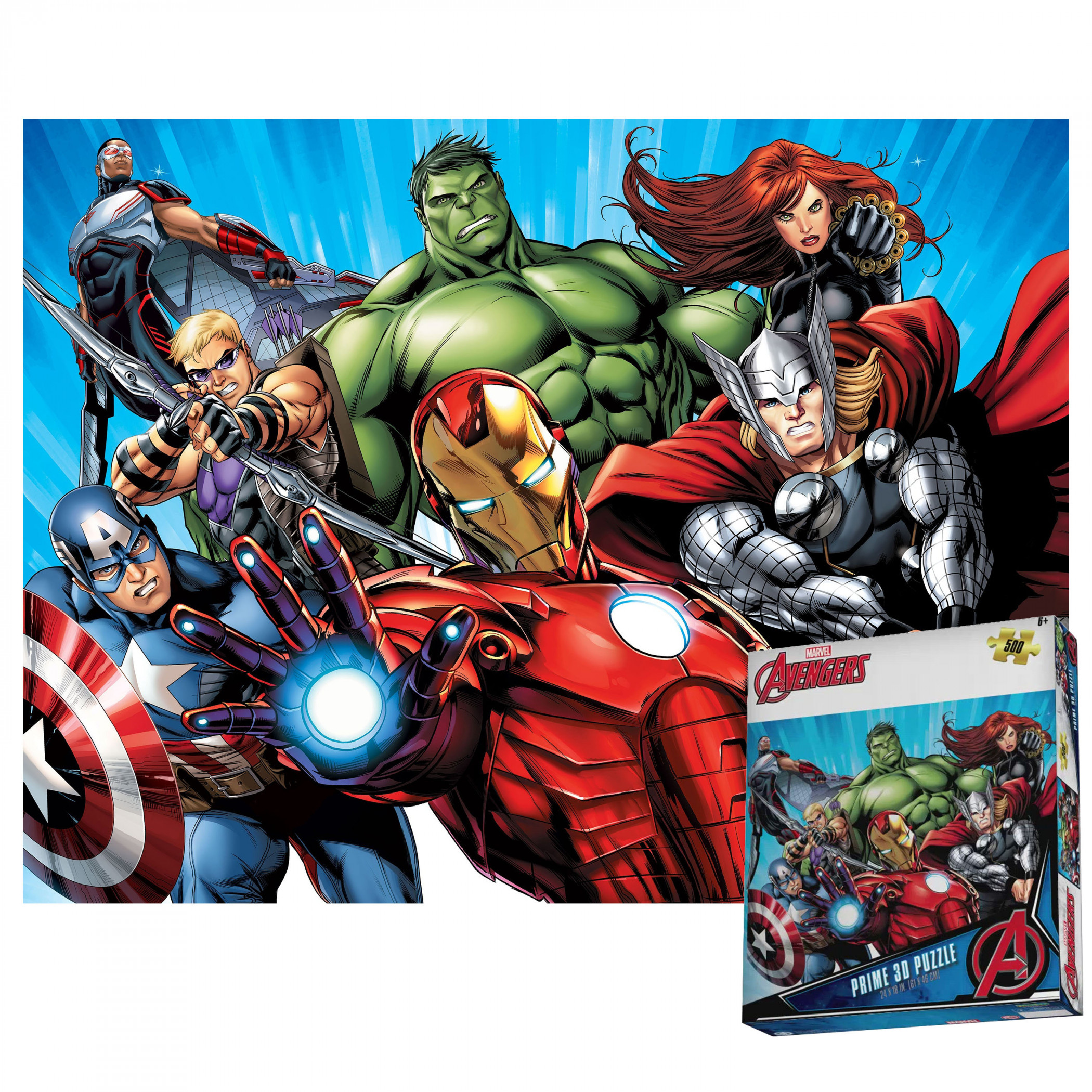 Avengers Group Shot Marvel 3D Lenticular 500pc Jigsaw Puzzle, Multi-Color