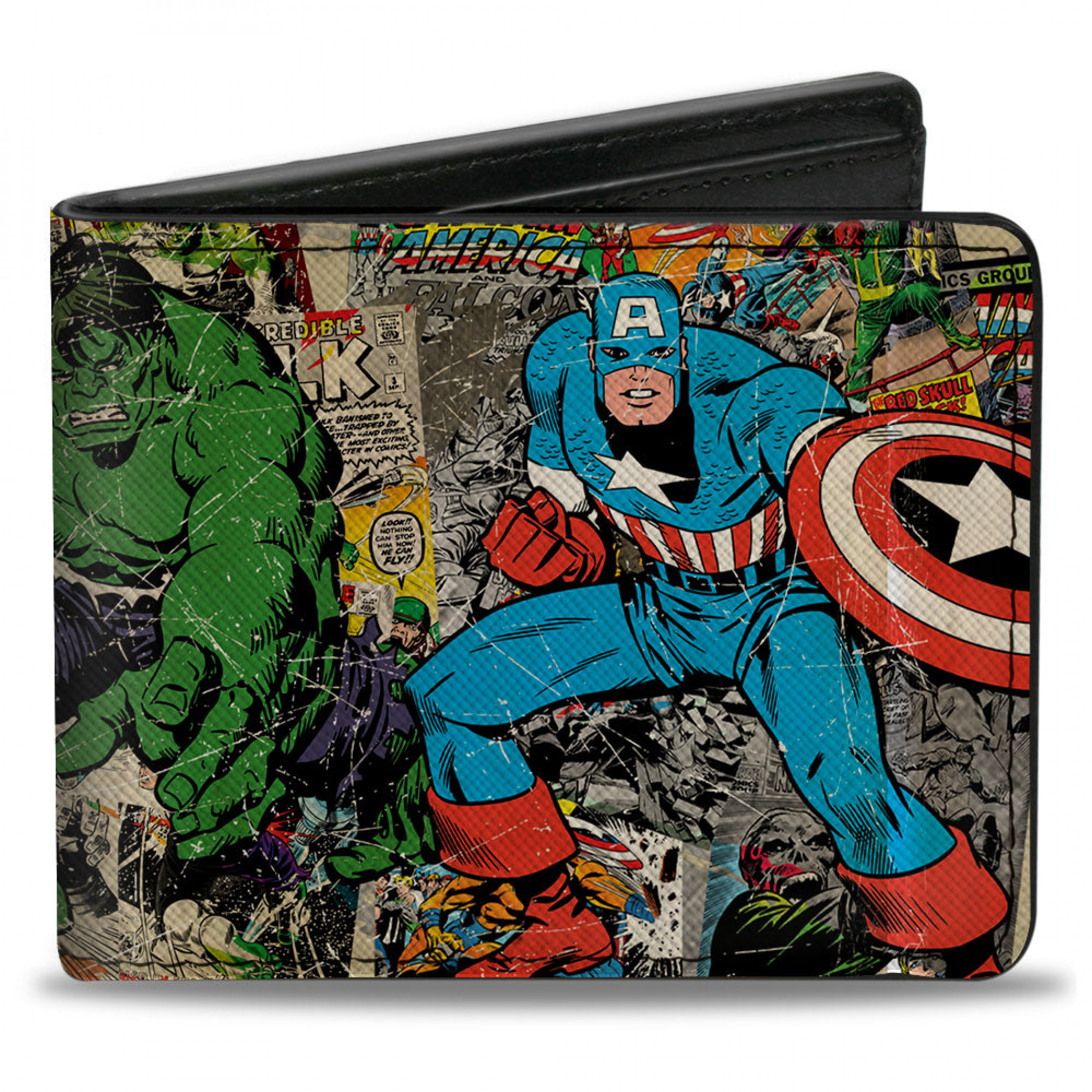 Avengers Retro Group Pose Distressed Bi-Fold Wallet, Multi-Color