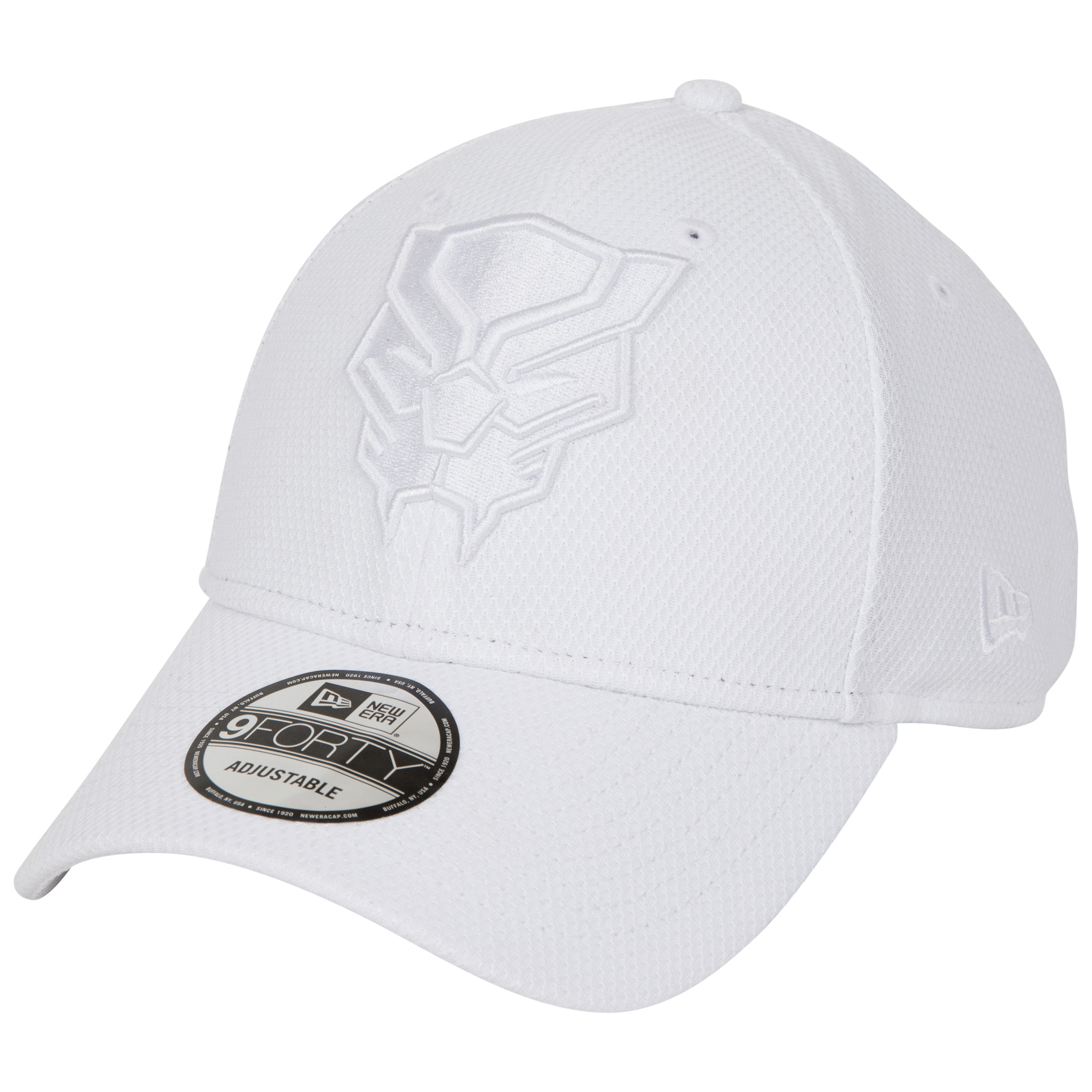 Black Panther White on White New Era 9Forty Adjustable Hat, White