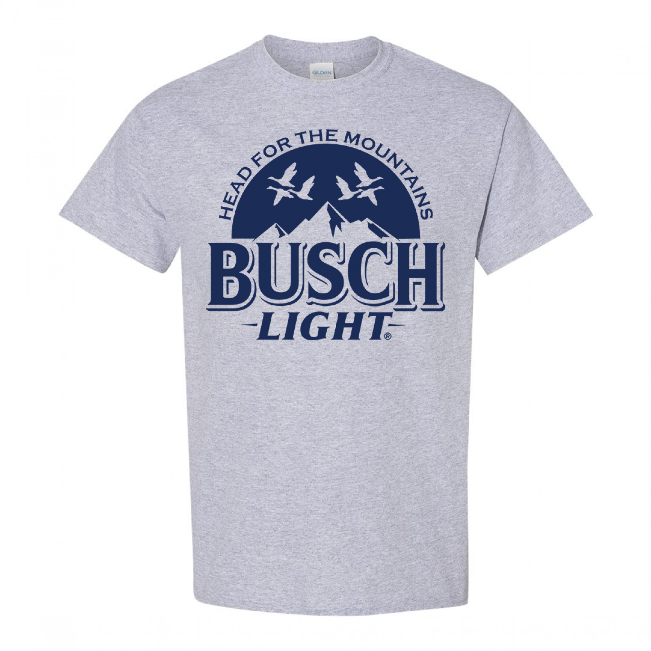 Busch Busch Light Head for The Mountains Fishing Front & Back Print  T-Shirt, Gray - Extra Large