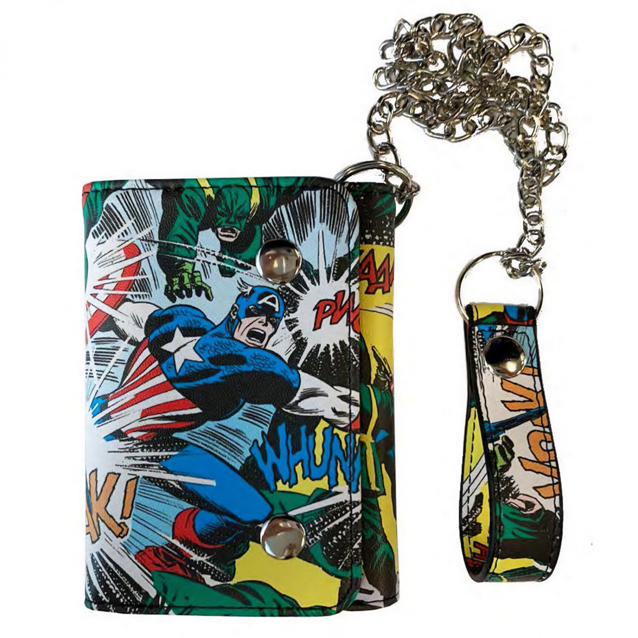 Captain America Bam! Trifold Chain Wallet, Multi-Color