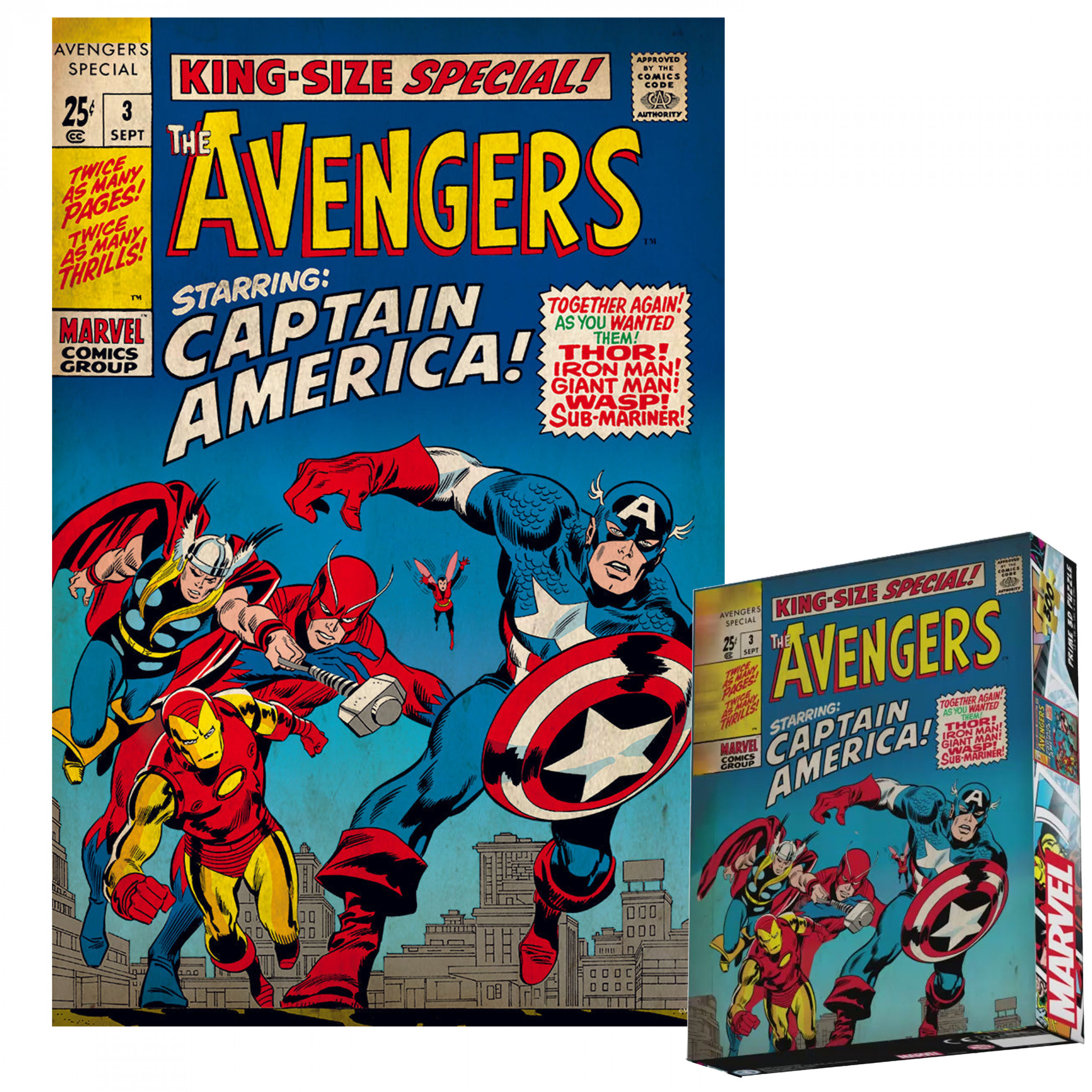 Avengers Starring Captain America! 3D Lenticular 300pc Jigsaw Puzzle, Multi-Color