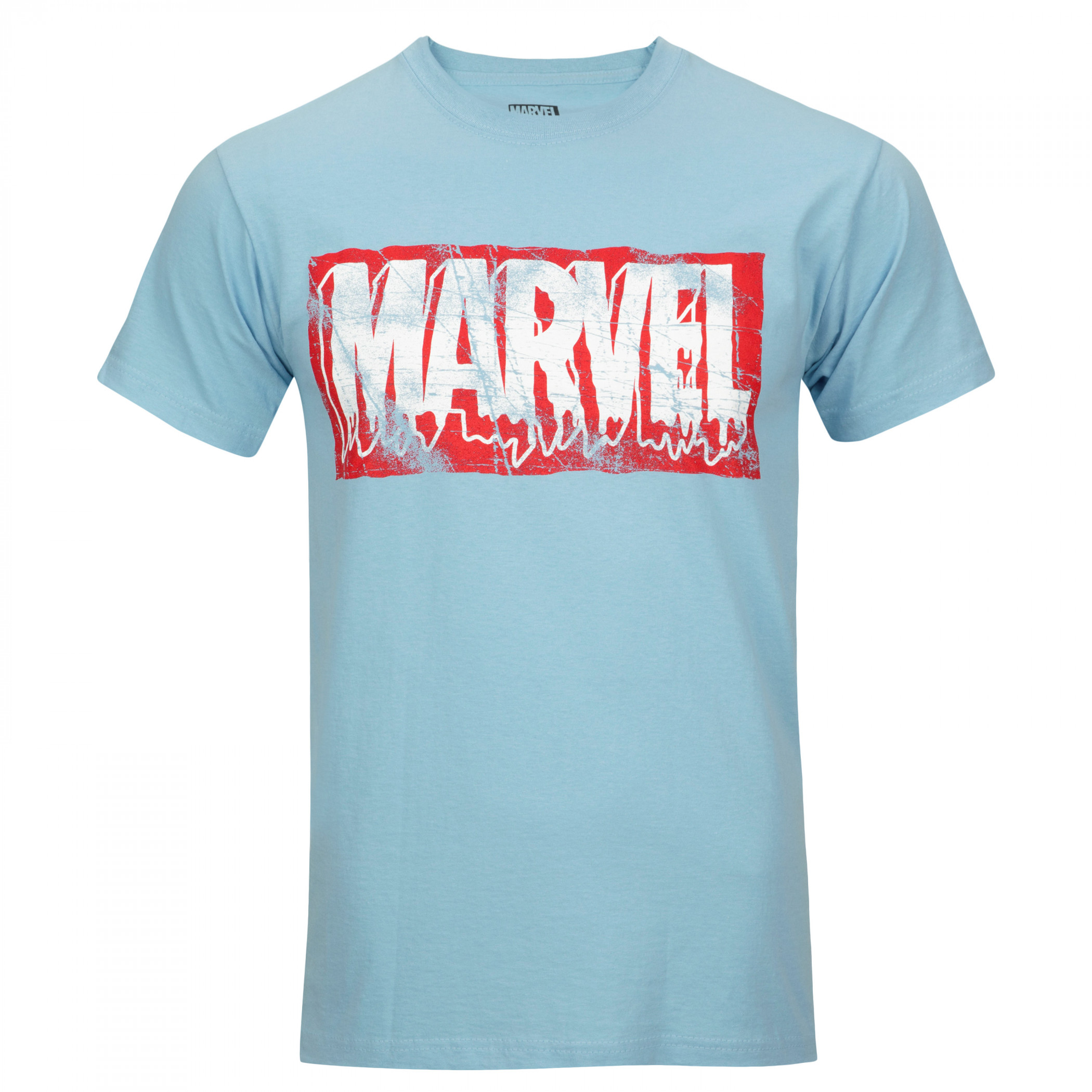 Marvel Distressed Dripping Logo T-Shirt, Blue