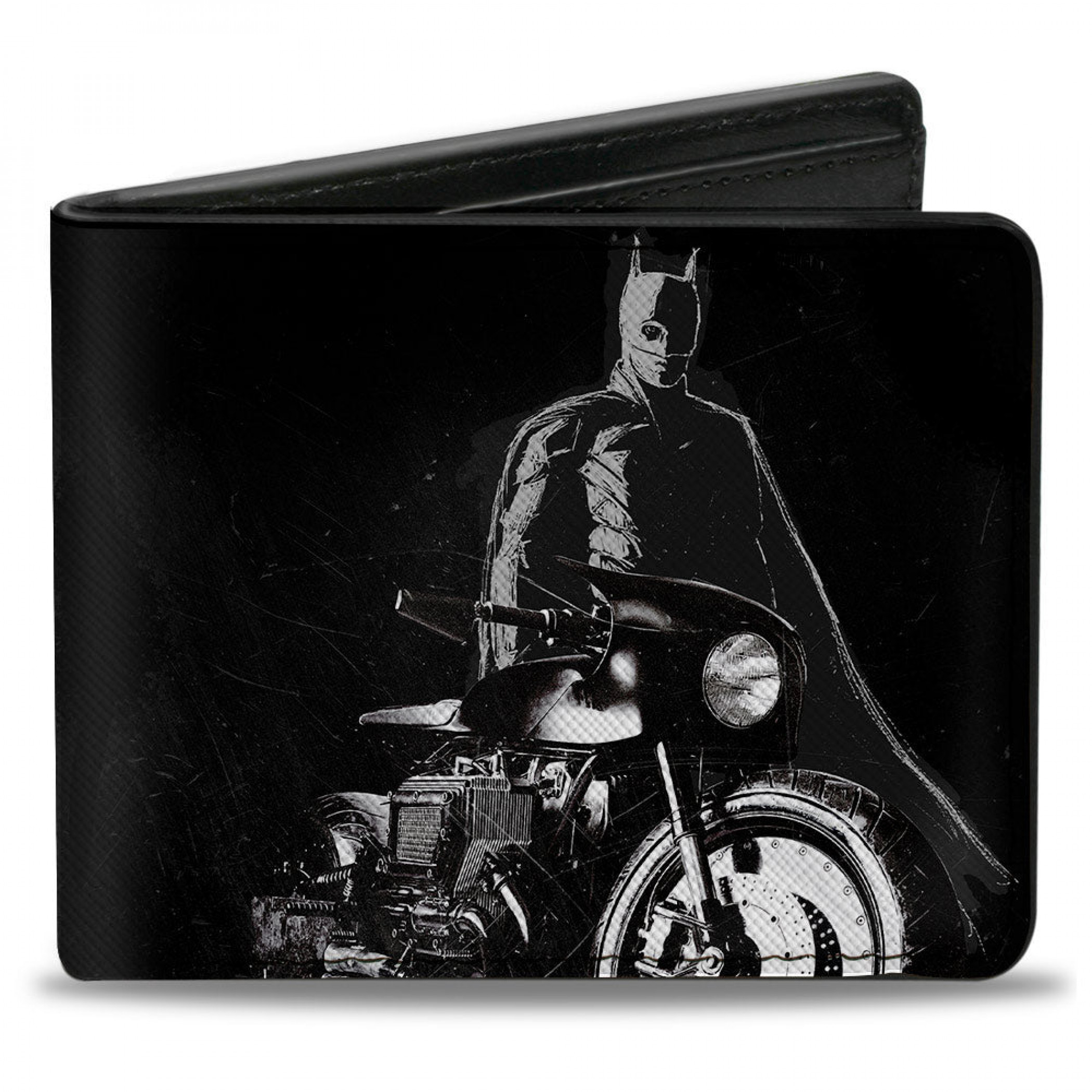 The Batman and Batcycle Silhouette Pose Bi-Fold Wallet, Black