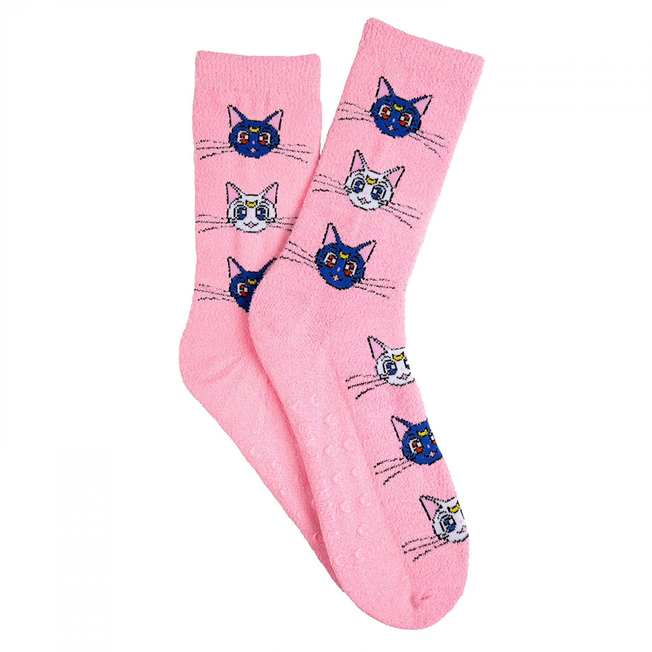Sailor Moon Luna and Artemis Super Cozy Crew Socks, Pink