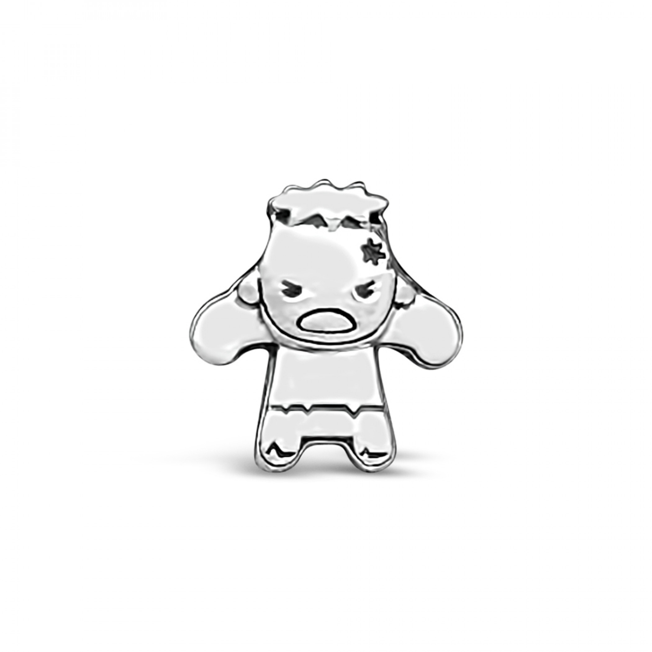 Marvel Avengers Chibi Incredible Hulk Character Pendant Bead, Silver