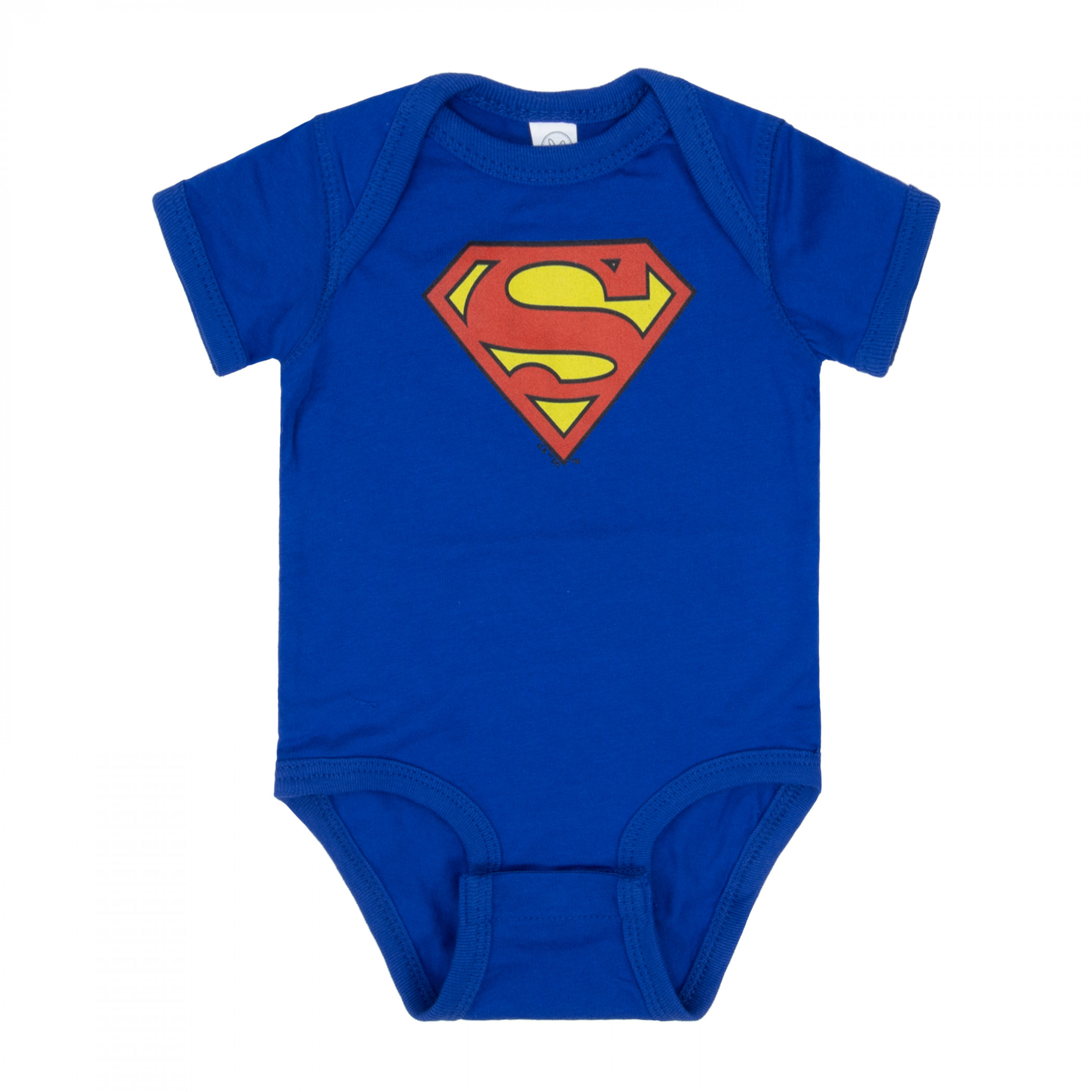 Superman Classic Logo Royal Blue Snap Infant Bodysuit, Blue