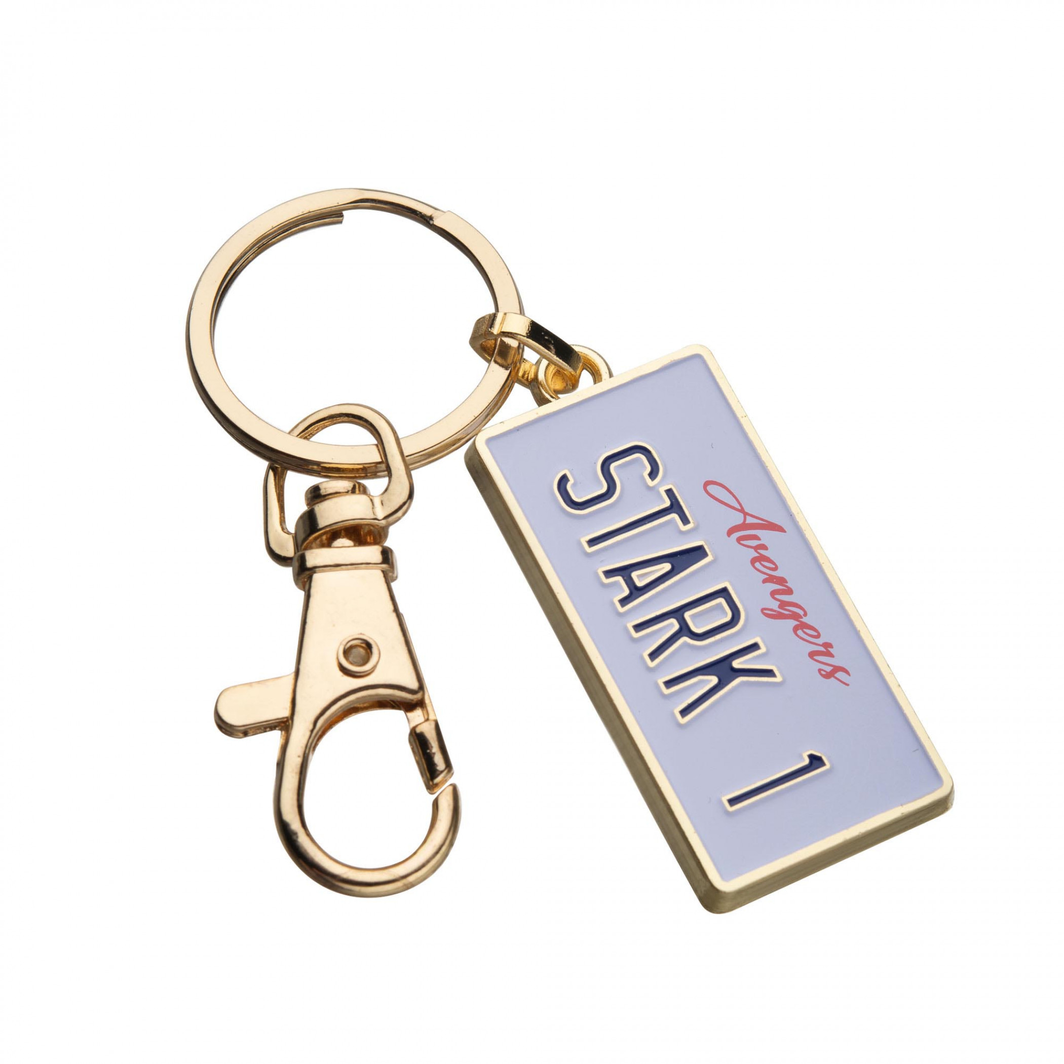 Iron Man Stark 1 License Plate Keychain, White