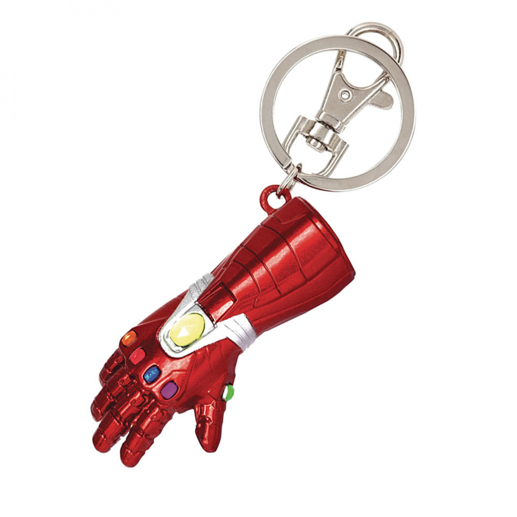 Iron Man Gauntlet Pewter Keychain, Red
