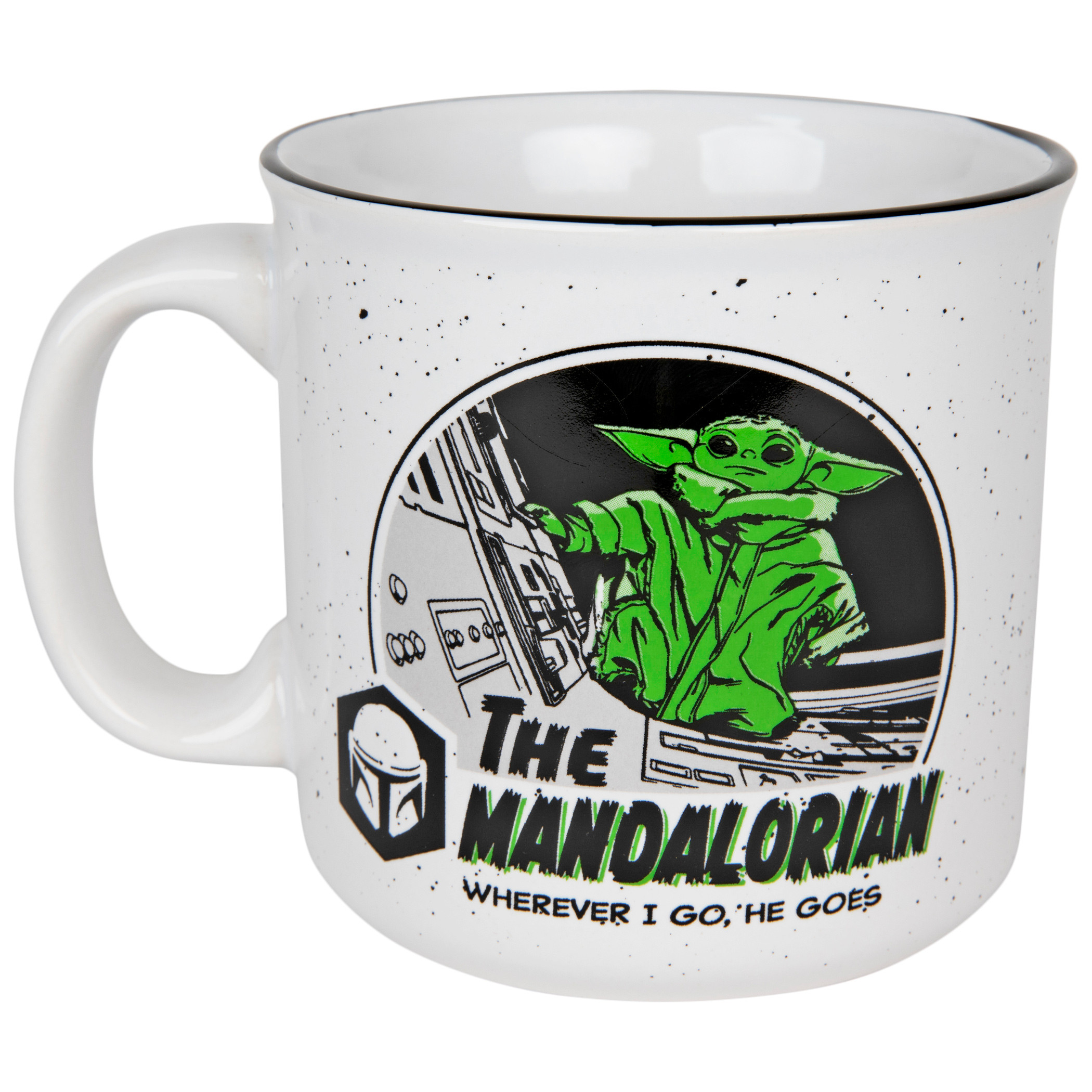 Star Wars The Mandalorian Wherever I Go He Goes Jumbo 20oz Ceramic Mug, White