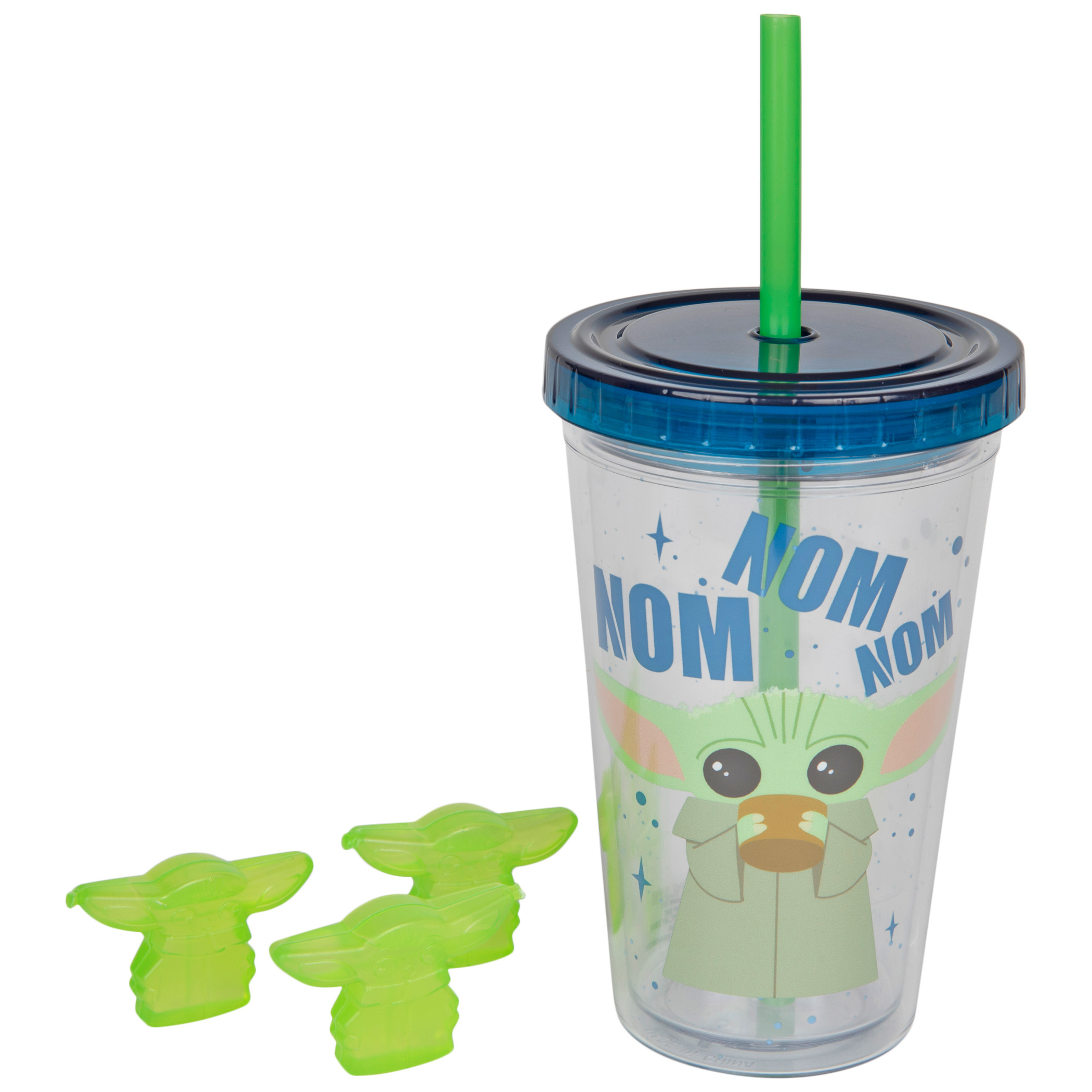 Star Wars The Mandalorian Nom Nom Nom 12oz Cup with Lid and Straw, Clear