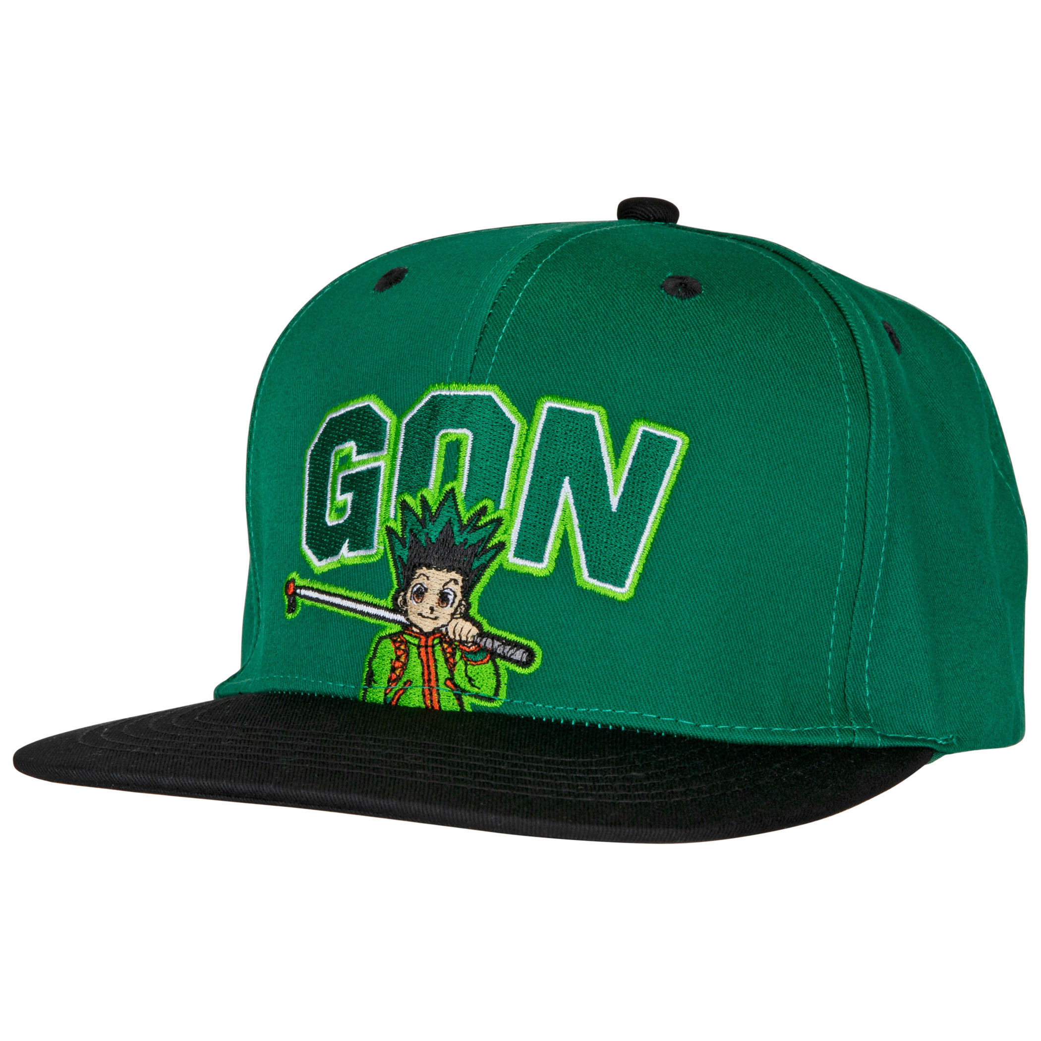 Hunter X Hunter Gon Freecss Varsity Snapback Flat Bill Hat, Green
