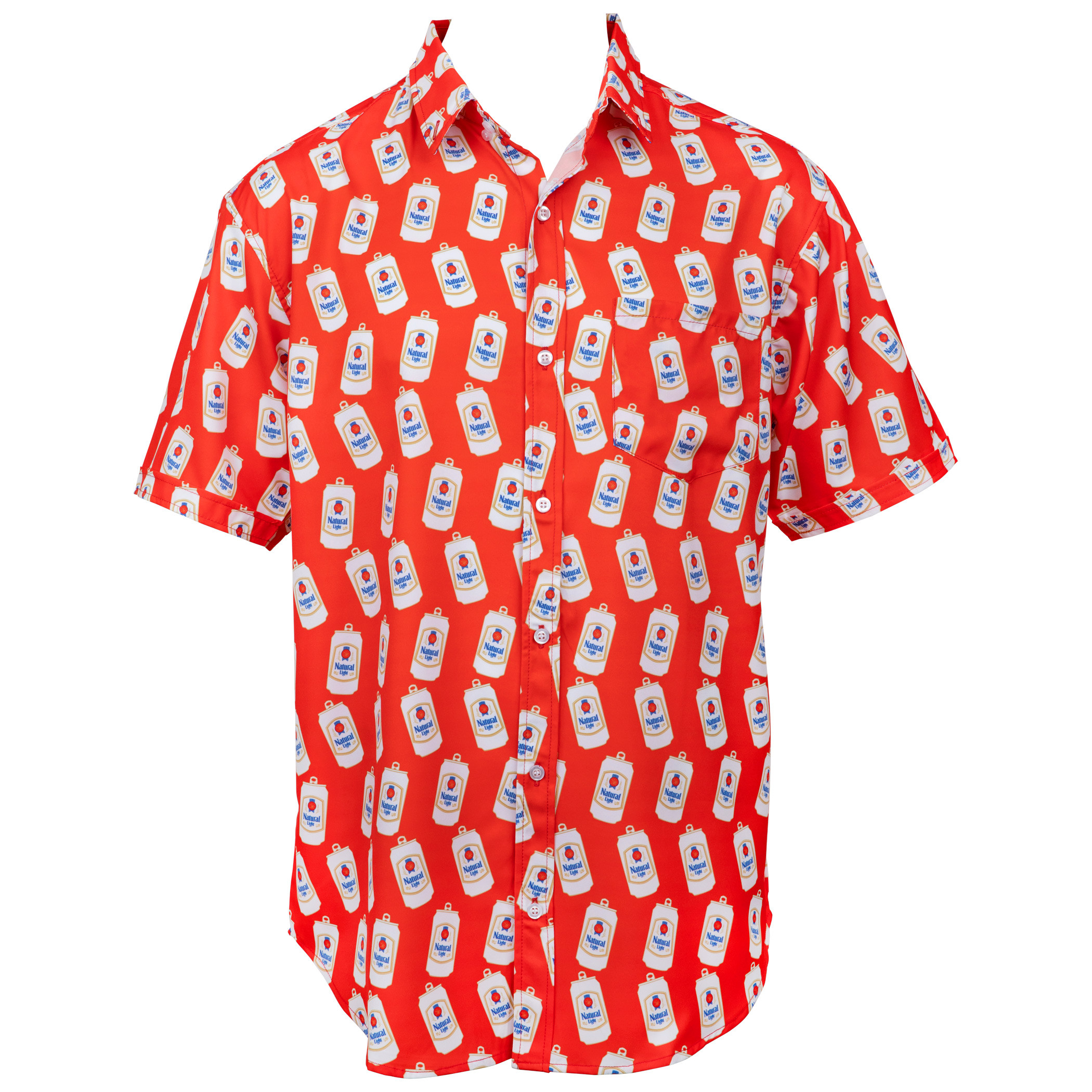 Natural Light Vintage Can All Over Print Red Hawaiian Shirt