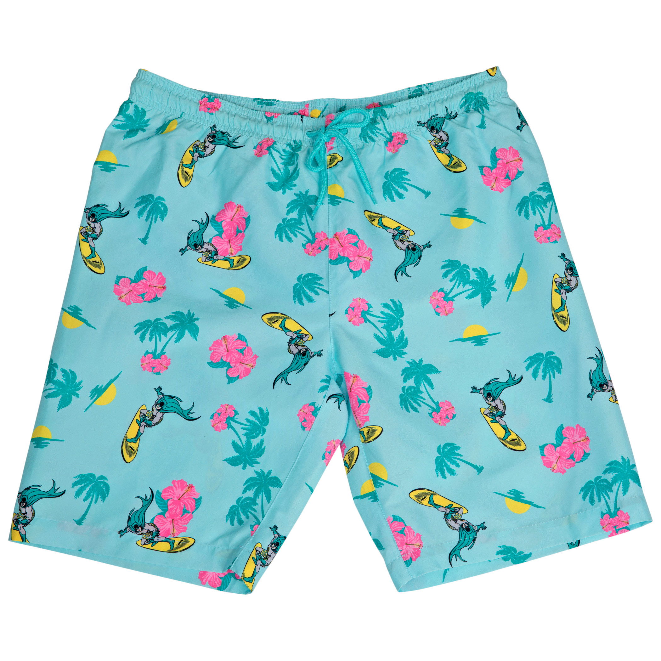Batman Classic Floral Surf Board Shorts, Blue
