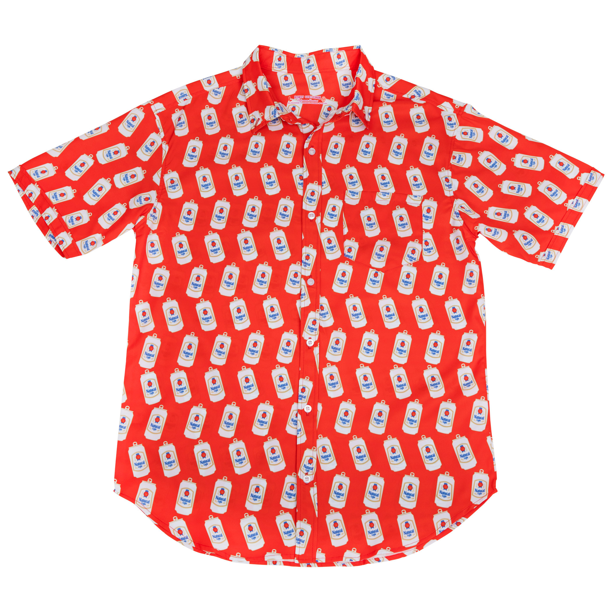 Natural Light Vintage Can All Over Print Red Hawaiian Shirt