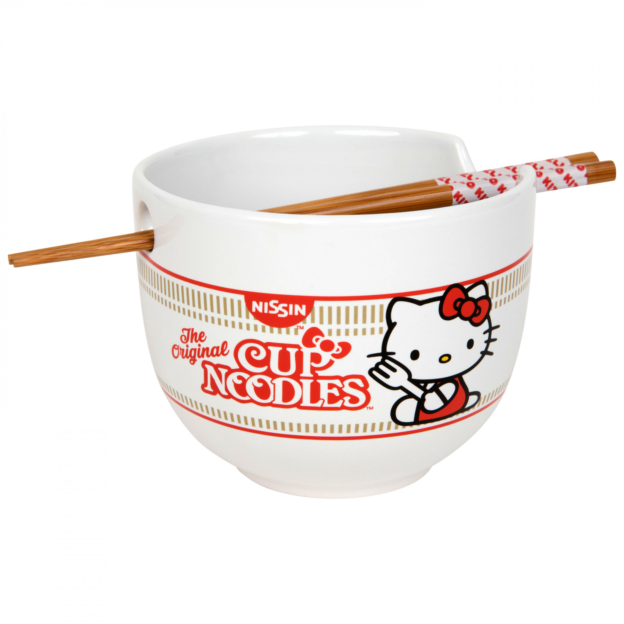 Hello Kitty x Nissin Original Cup Noodles Ramen Bowl with Chopsticks, White