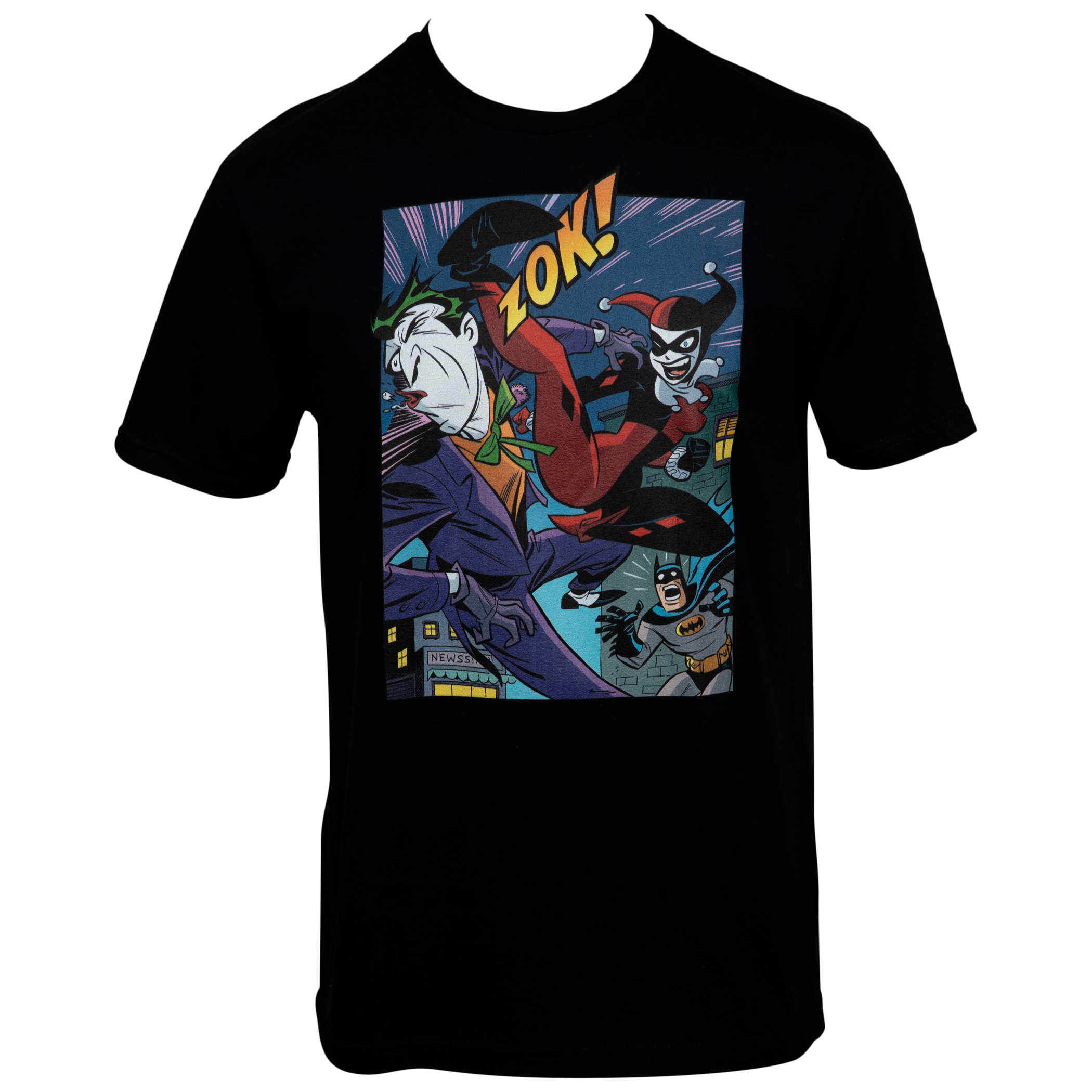DC Comics Harley & Ivy Vol. #3 Comic Panel Harley Kicks Joker T-Shirt, Black