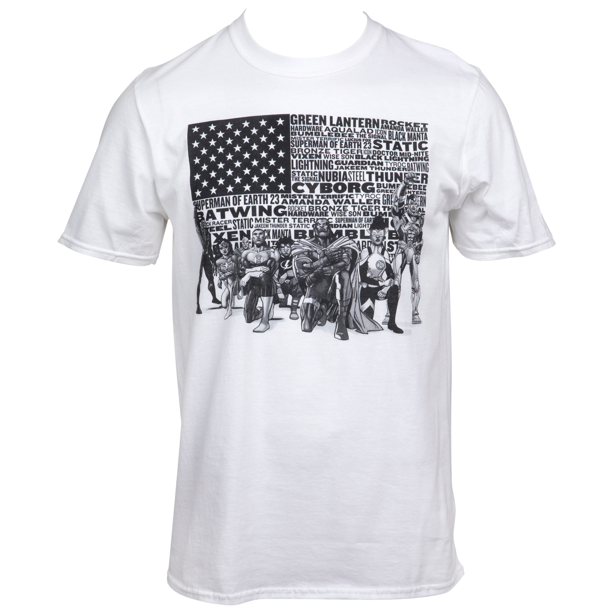 DC Comics The Justice League Kneels T-Shirt, White
