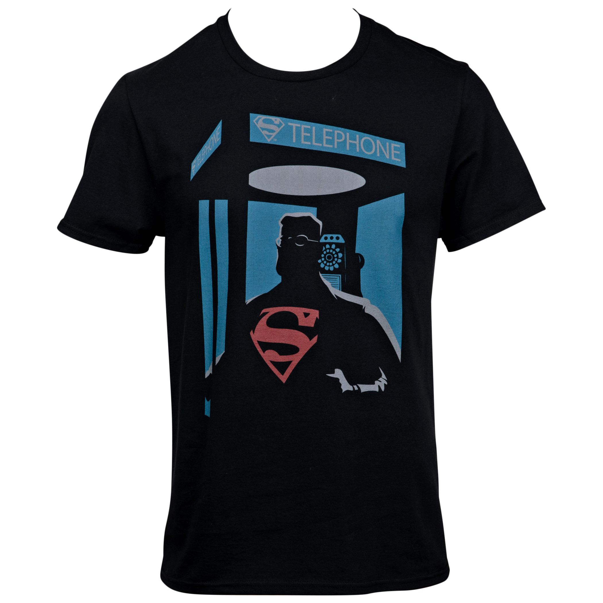 DC Comics Superman Telephone Booth Silhouette Classic T-Shirt, Black