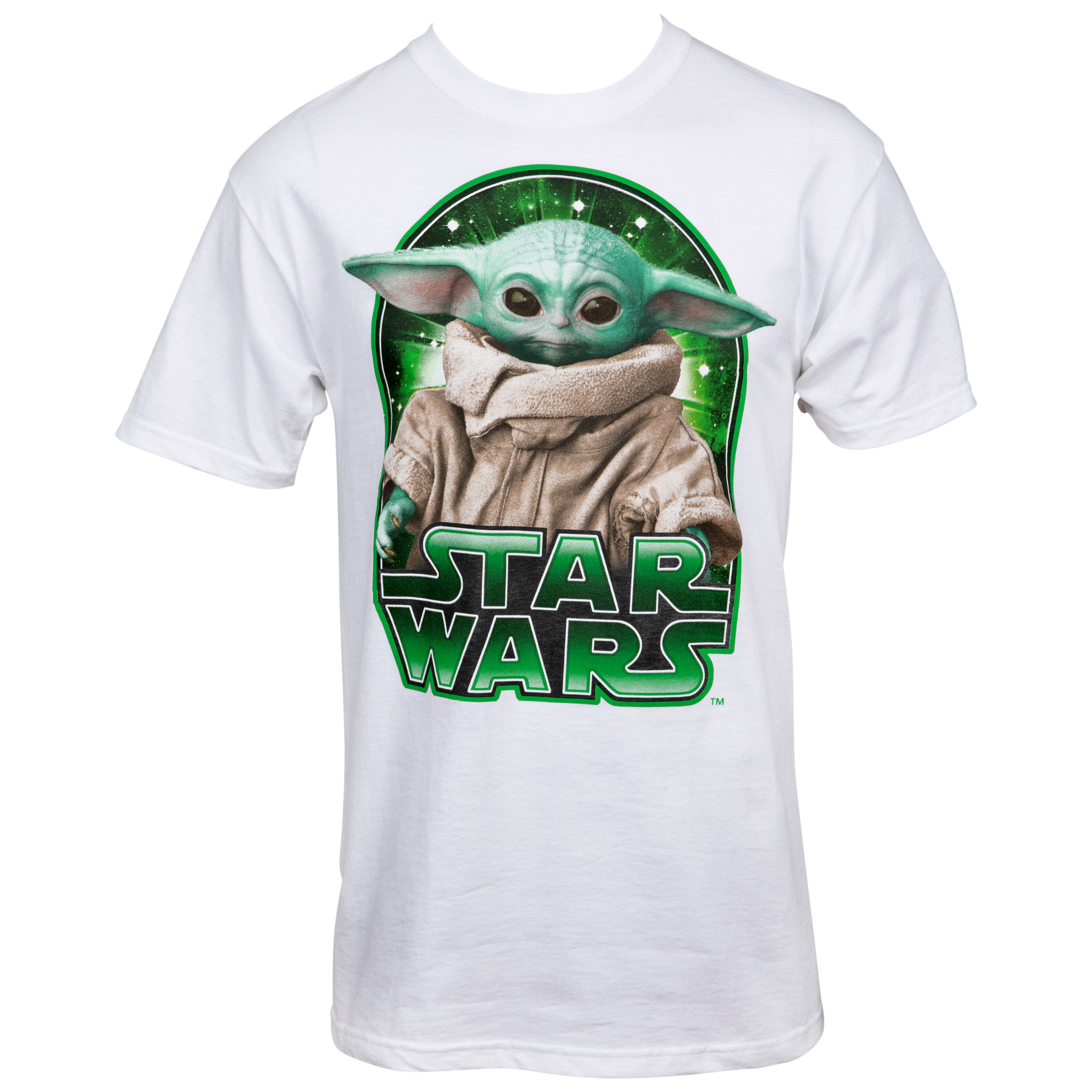 Star Wars The Mandalorian Grogu Galaxy in Green T-Shirt, White