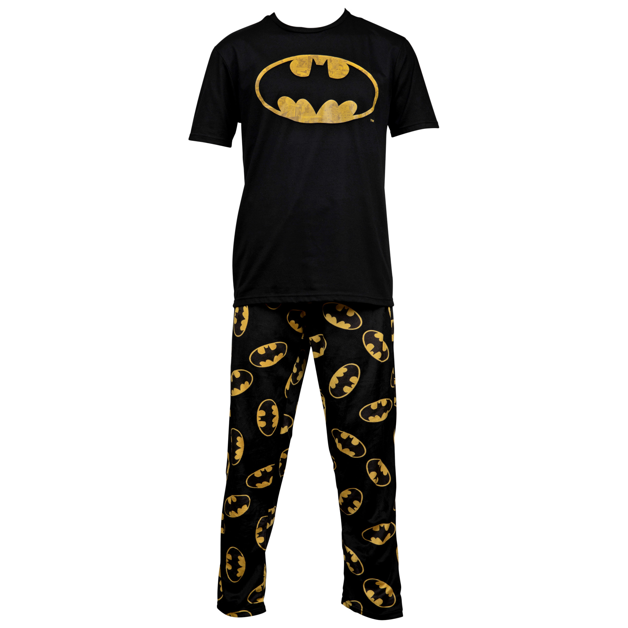Batman Classic Symbol Pajama Shirt and Sleep Pants Box Set, Black