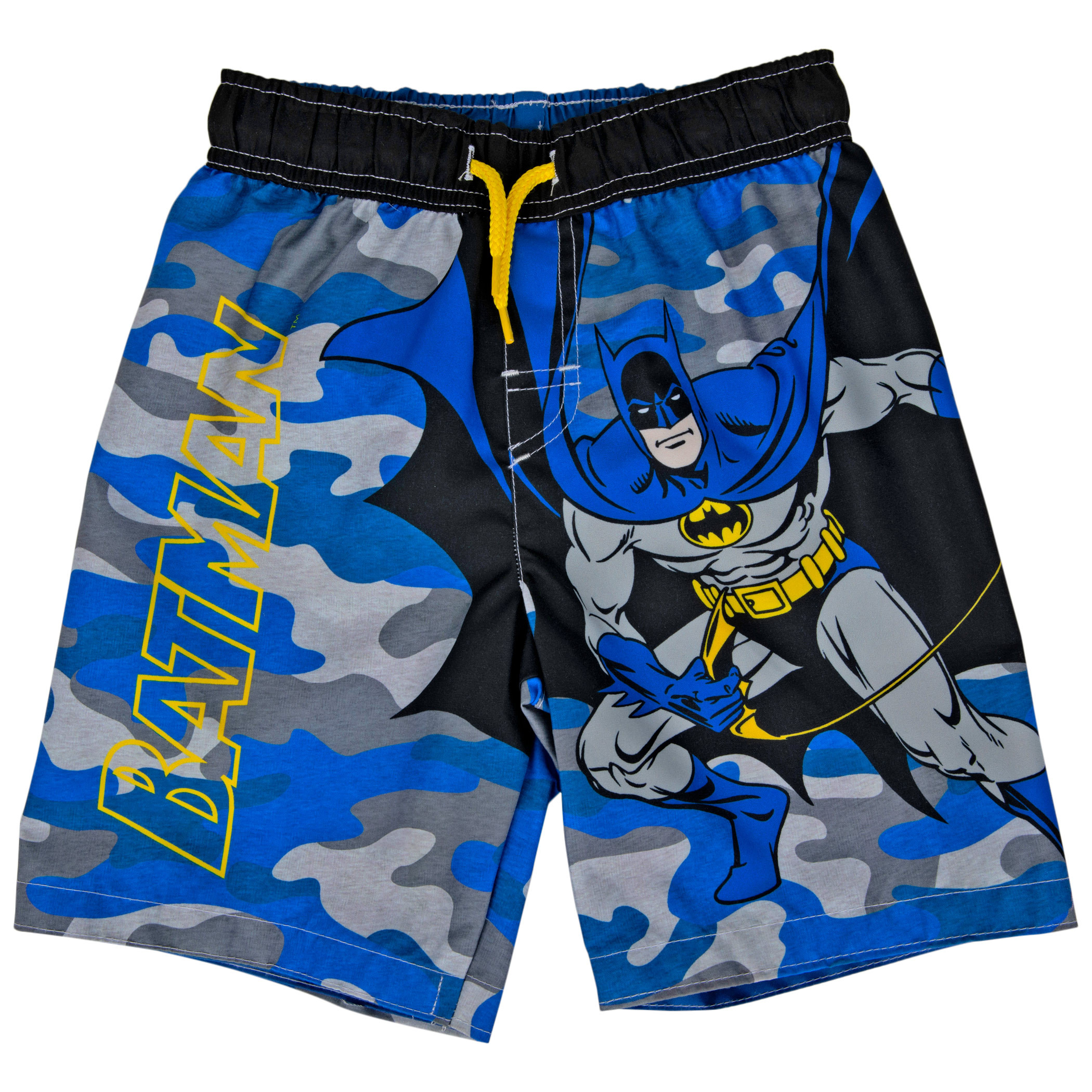Batman Character On Camo Youth Swim Shorts, Multi-Color