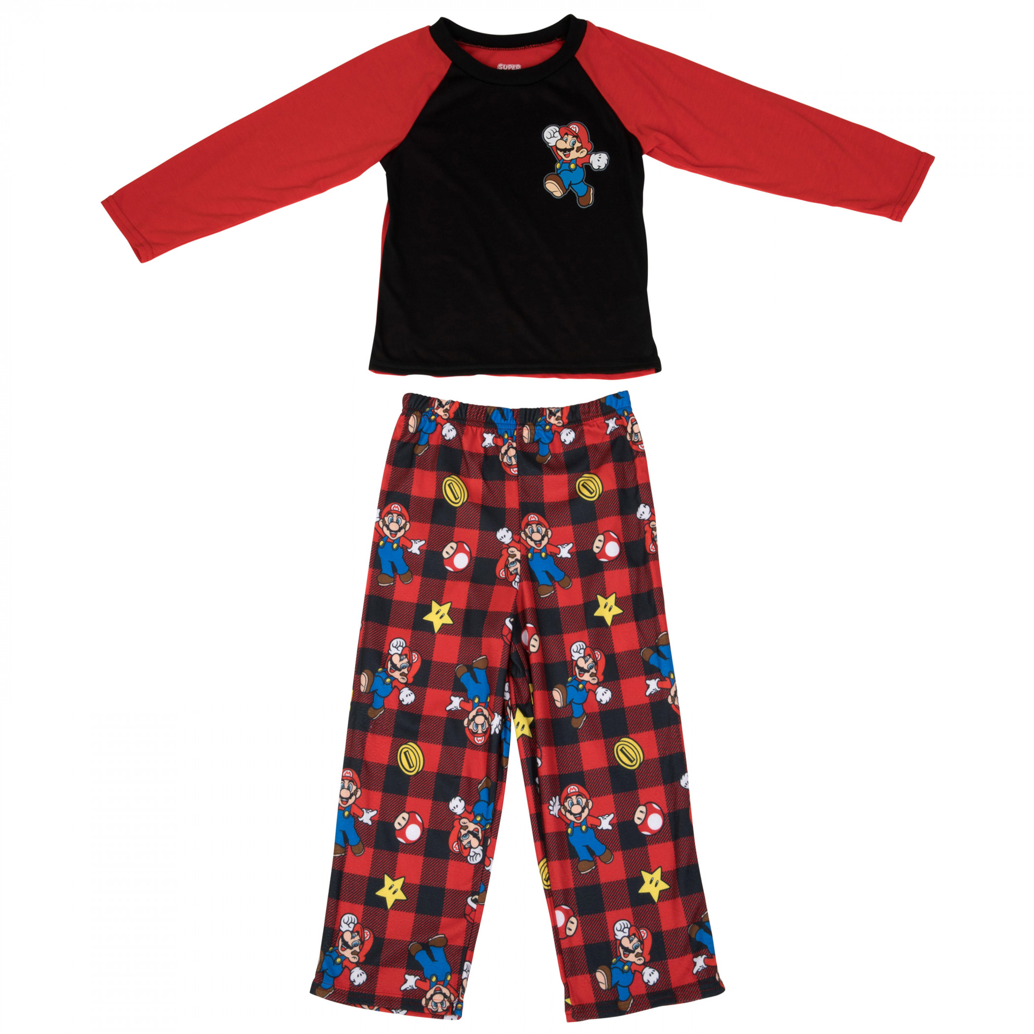 Nintendo Super Mario Long Sleeve 2-Piece Pajama Set, Multi-Color