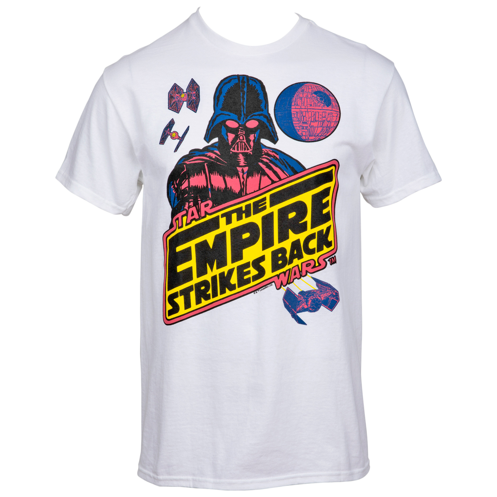 Star Wars The Empire Strikes Back Neon Darth Vader T-Shirt, White