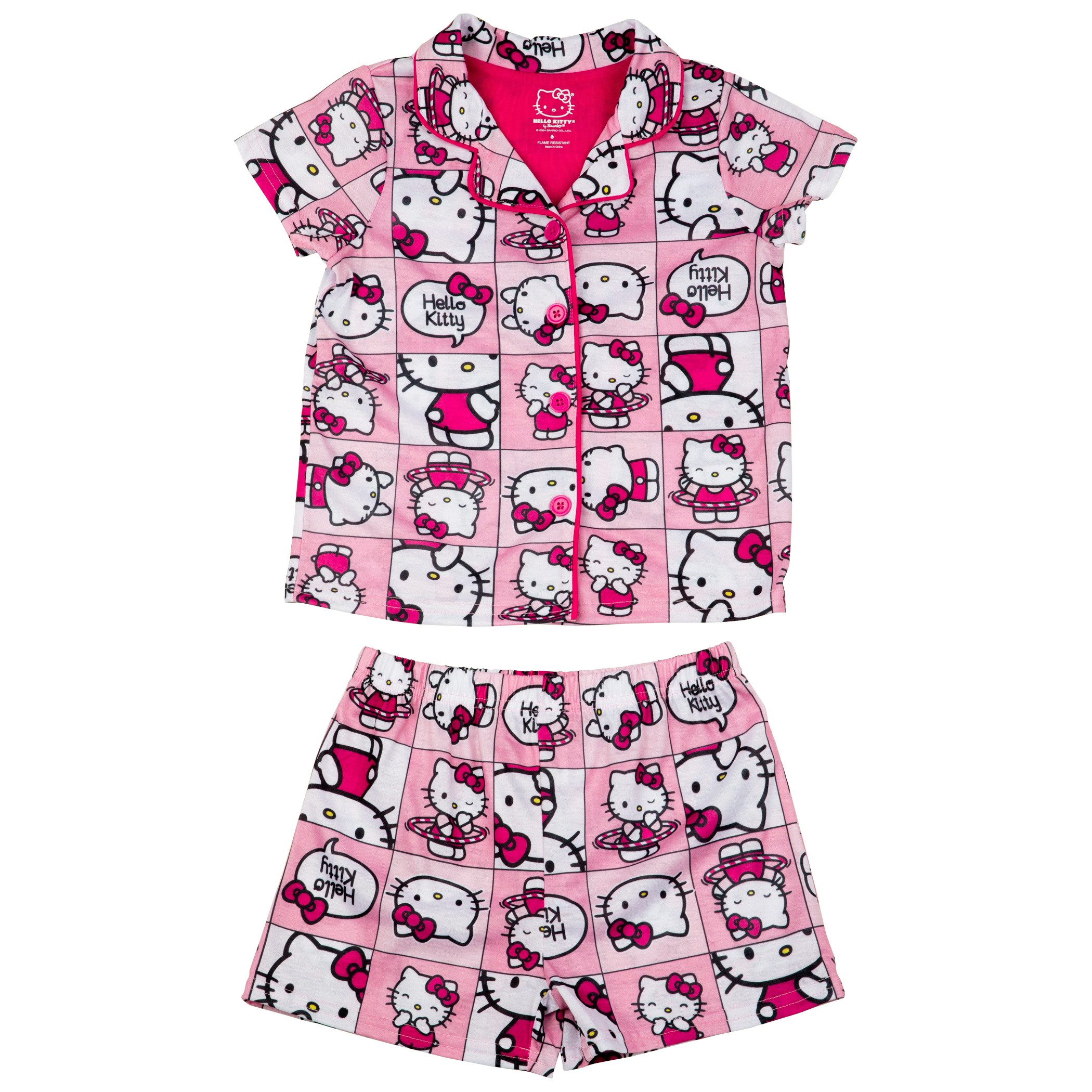 Hello Kitty Sanrio Hoola-Hoops 2-Piece Girl's Pajama Set, Pink